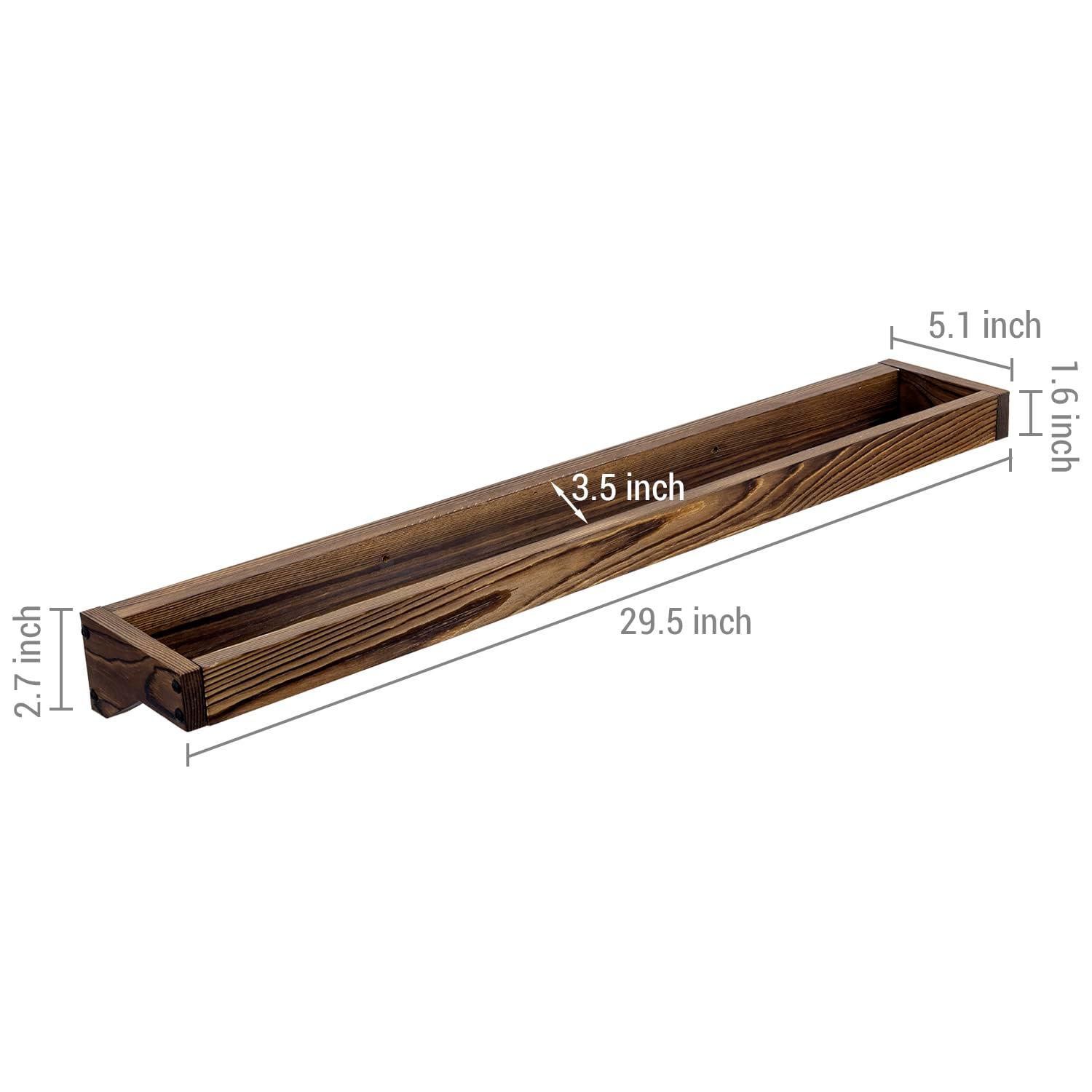 MyGift 30 Inch Rustic Burnt Solid Wood Hanging Shoe Rack, Set of 4 Wall Mounted Storage Organizer Footwear Holder for Closet, Mudroom, Entryway, Holds 12 Pairs - Image 3