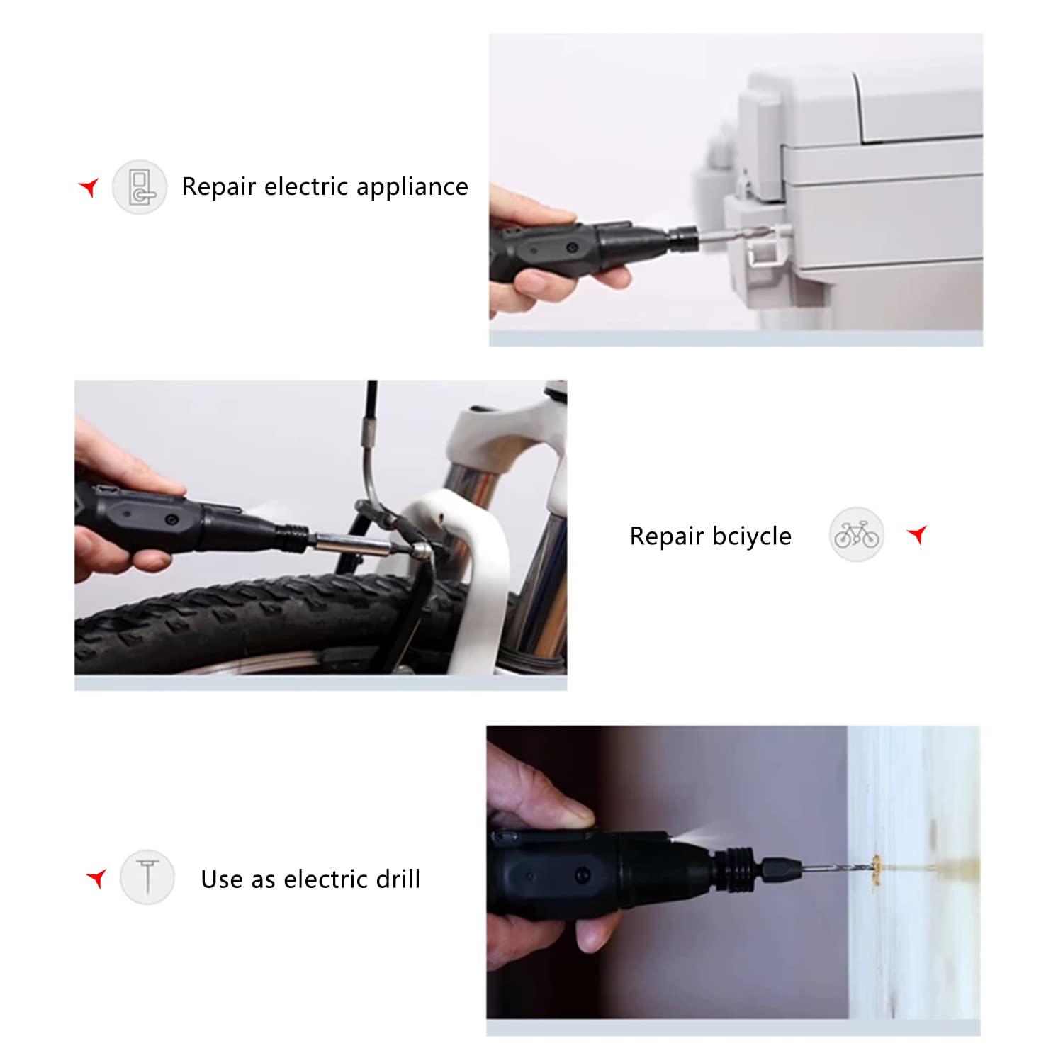 SHENHAOXU 3.6V Cordless Electric Screwdriver Rechargeable portable Mini Rotary Home Gadget，Automatic Manual all in one with LED Light and USB-C Charging Cable BLACK - Image 6