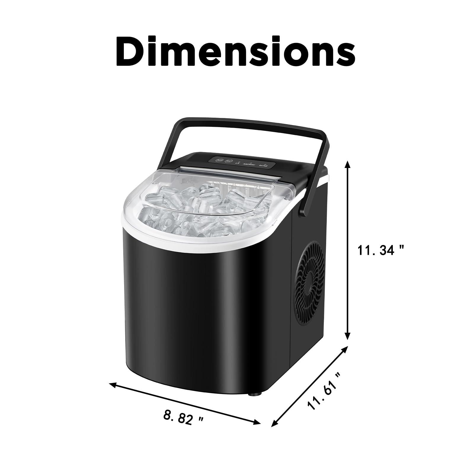 HAILANG Countertop Ice Maker, Portable Ice Machine with Handle, Self-Cleaning, 26lbs in 24Hrs, 2 Sizes Bullet Shaped Ice, 9 Ice Cubes in 6 Mins with Scoop and Basket for Home/Kitchen/Office/Bar - Image 5