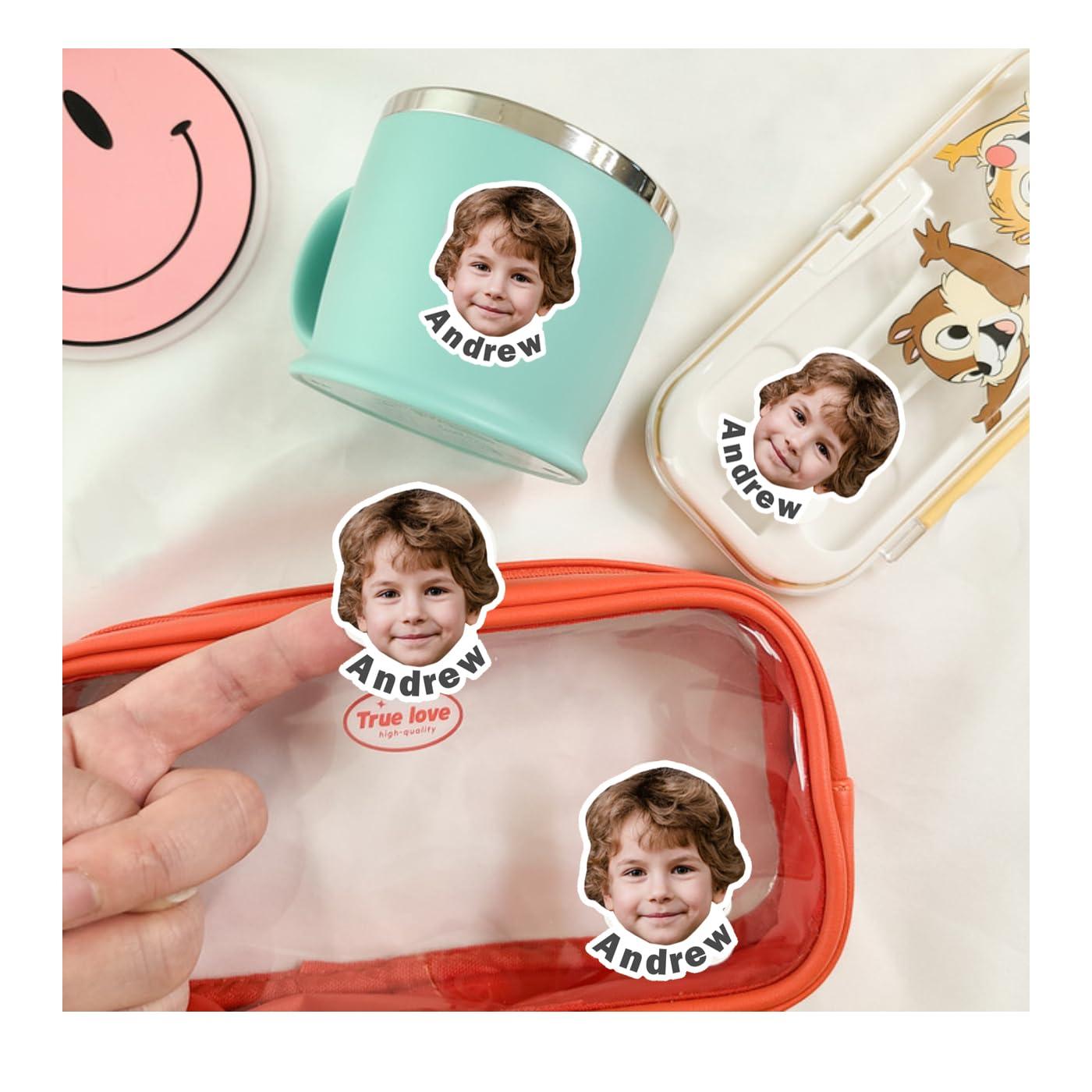 JJJ Design 32 pcs Personalized Face Stickers with name - Portrait Face Photo Stickers for Water Bottles, Lunch Boxes, Phone Cases -Holographic Waterproof Dishwasher Safe (BB) - Image 4