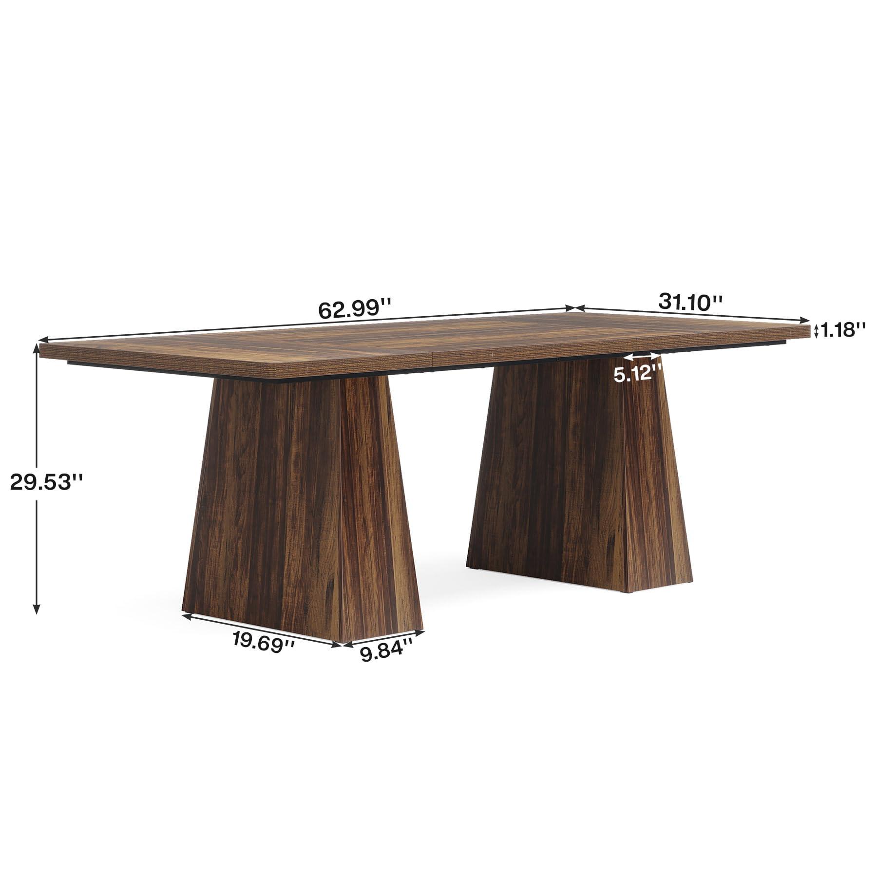 Tribesigns 63-Inch Executive Desk, Large Office Computer Desk with Double Pedestal, Modern Simple Workstations Writing Table Conference Table Business Furniture for Home Office, Rustic Brown - Image 2