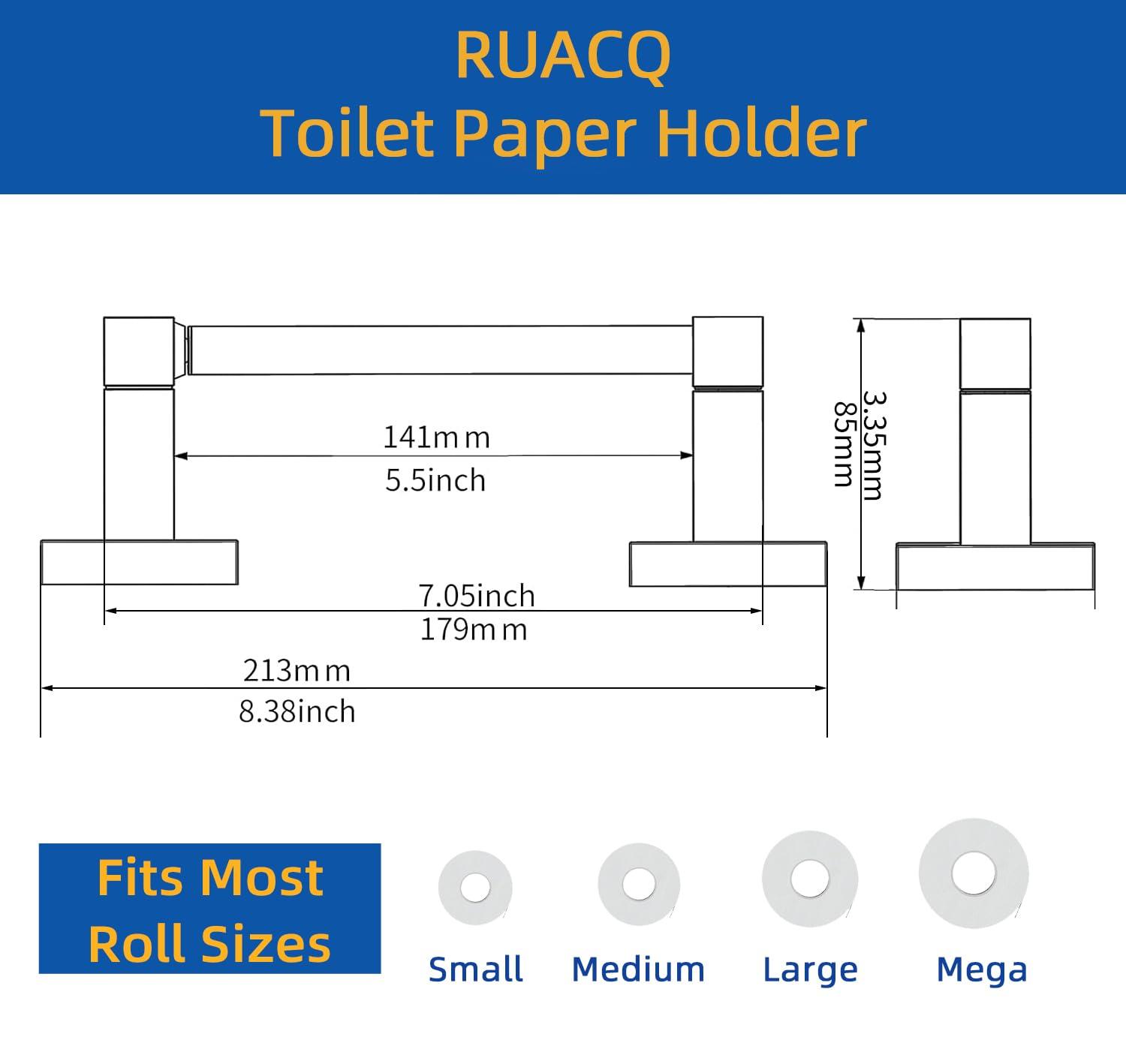 Ruacq Toilet Paper Holder Matte Black Double Post Pivoting Square Tissue Holders Roll Holder Hangers Toilet Paper Modern Wall Mounted, Commercial Bathroom Toilet Paper Roll Holder - Image 2