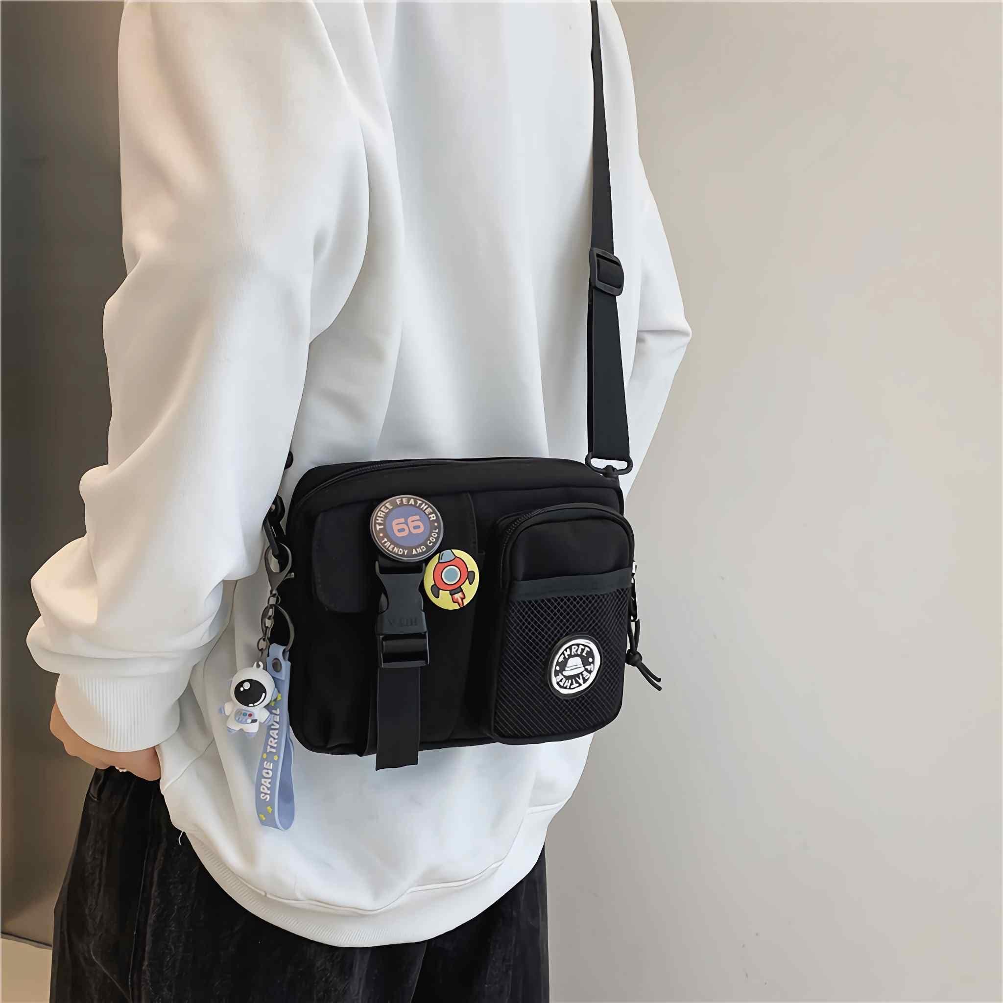 Lefe Liee Black Crossbody Bag for Men - Cute Small Messenger Sling Shoulder Bag - Men's Gift - Image 8