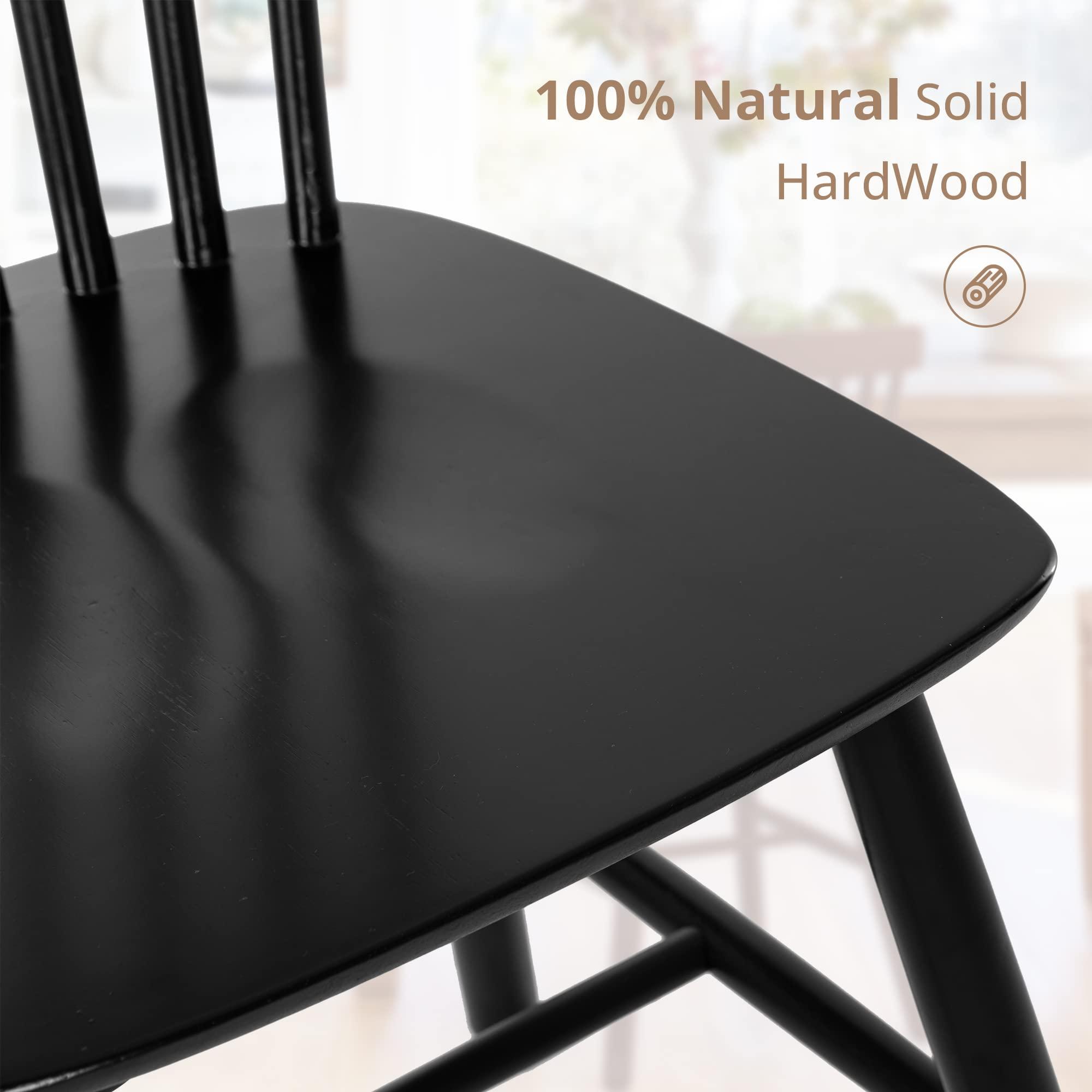 LUE BONA Dining Chairs Set of 4, Windsor Dining Chair, Spindle Back Wood Dining Chair, Kitchen Chairs Wooden Dining Chair, Farmhouse Dining Chairs for Kitchen and Dining Room, Black 18'' - Image 5