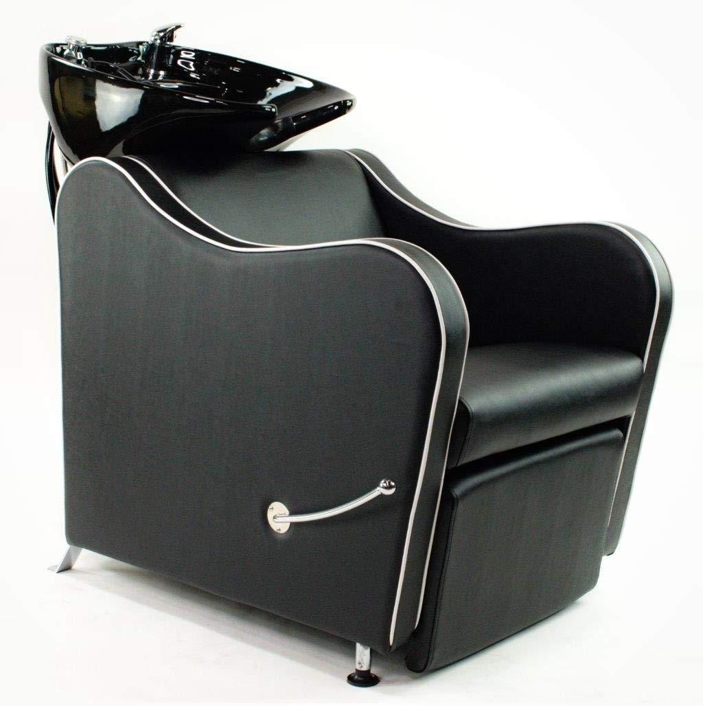 Belgrade Shampoo Backwash Unit w/Shampoo Bowl, Sink & Faucet for Beauty Spa Barber Shop, Professional Hair Salon Equipment, Black