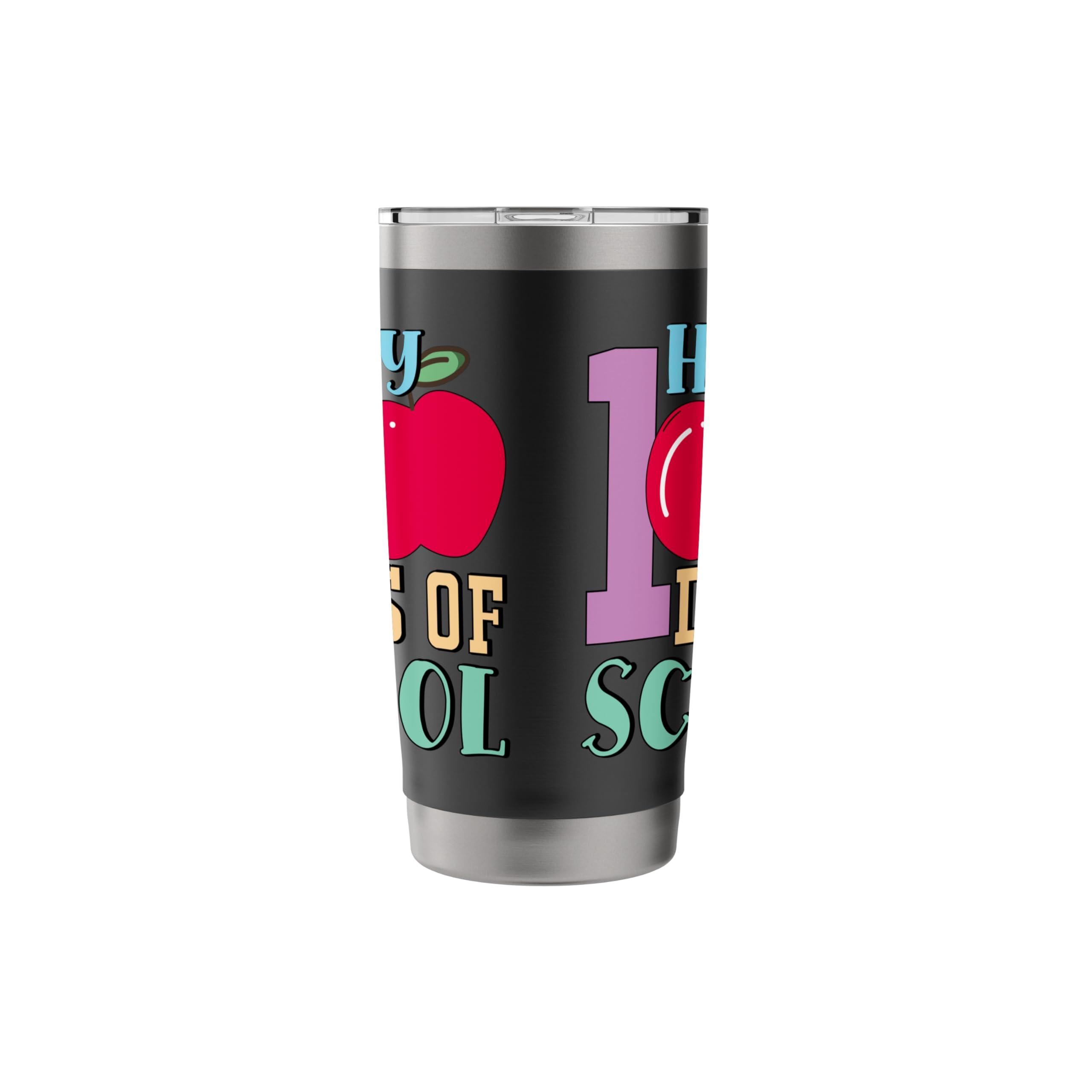Happy 100 Days Of School Apple Celebration Stainless Steel Insulated Tumbler - Image 5