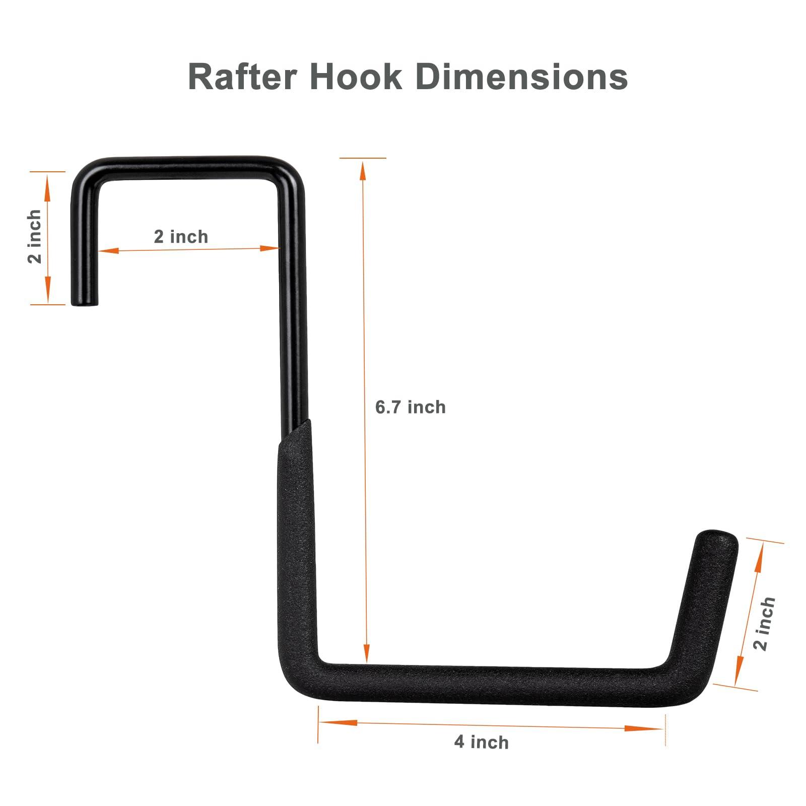 Gueryee Rafter Hanger Hook 2 Pcs, Large S Hooks, Upgraded Fence Hangers, Ladder and Bike Hanging Hooks for Storage, Heavy Duty Garage Utility Rafter Hook for Hanging Hose, Plants, Chairs and More - Image 2