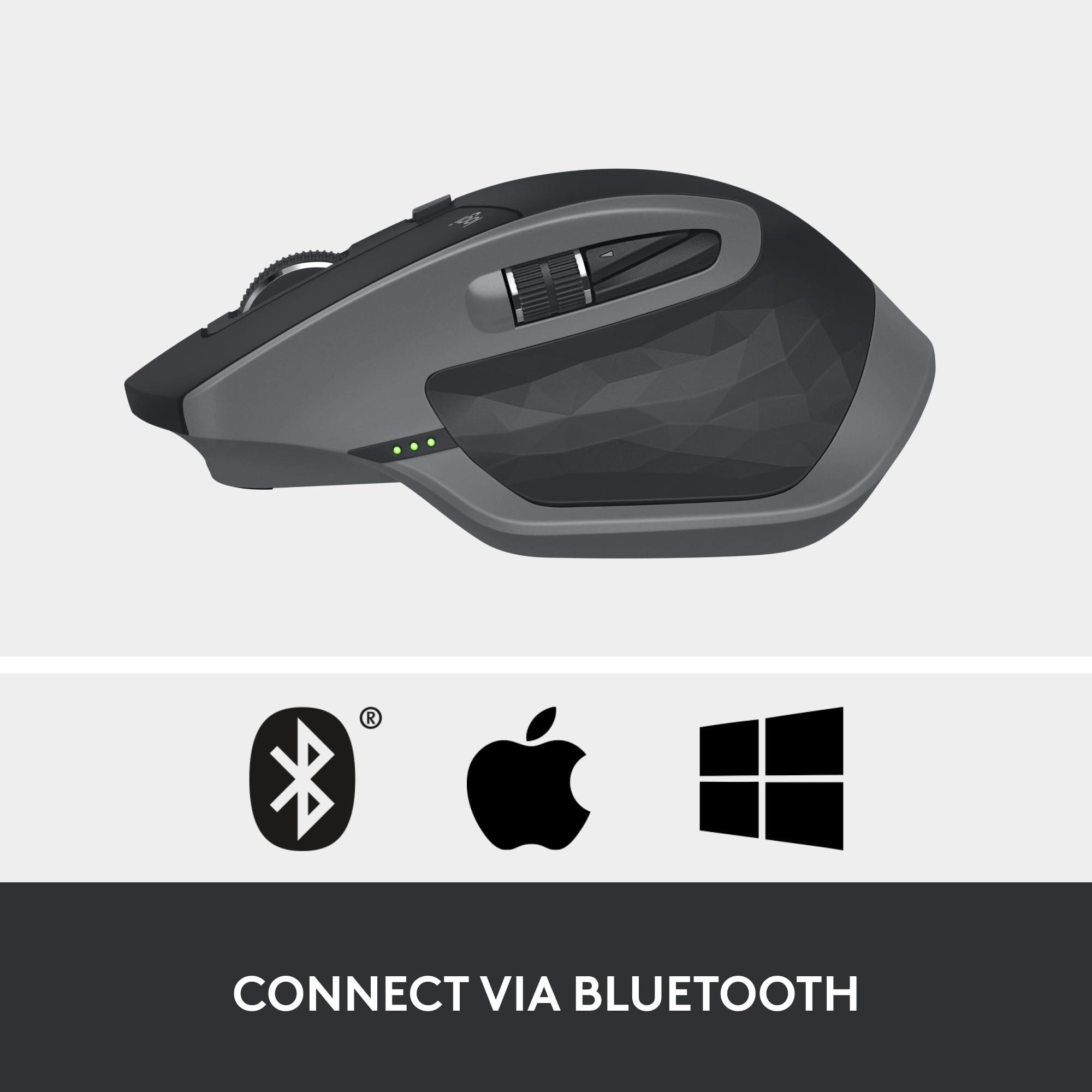 Logitech MX Master 2S Bluetooth Edition Wireless Mouse – Use on Any Surface, Hyper-Fast Scrolling, Ergonomic, Rechargeable, Control Up to 3 Apple Mac and Windows Computers - Graphite - Image 6