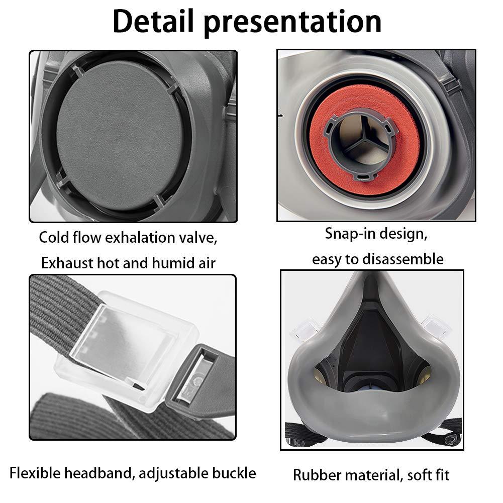 RBLCXG Respirator Reusable Half Face Cover Gas Mask with Safety Glasses, Filters for Painting, chemical, Organic Vapor, Welding, Polishing, Woodworking and Other Work Protection - Image 4