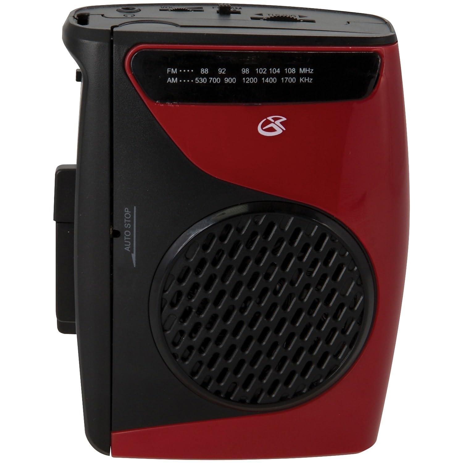 GPX Portable Cassette Player, Compatible With Headphone, 3.54 x 1.57 x 4.72 Inches, Requires 2 AA Batteries - Not Included, Red/Black (CAS337B) Black/Red - Image 5