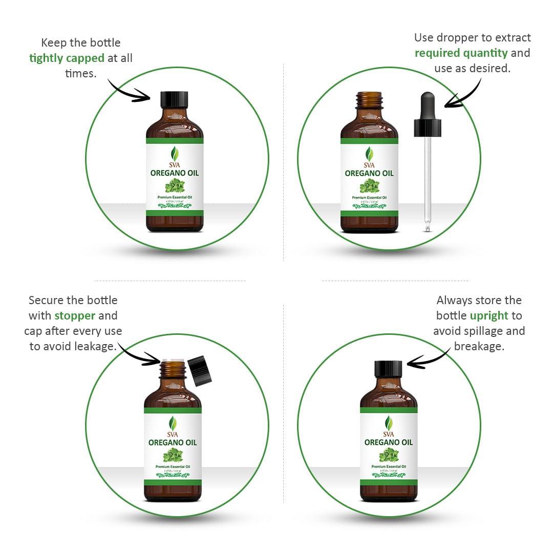 SVA Oregano Essential Oil – 4 Fl Oz – 100% Natural Oregano Oil - for Diffuser, Hair Care, Face, Skin Care, Aromatherapy, Scalp and Body Massage, Soap and Candle Making – with Dropper - Image 3