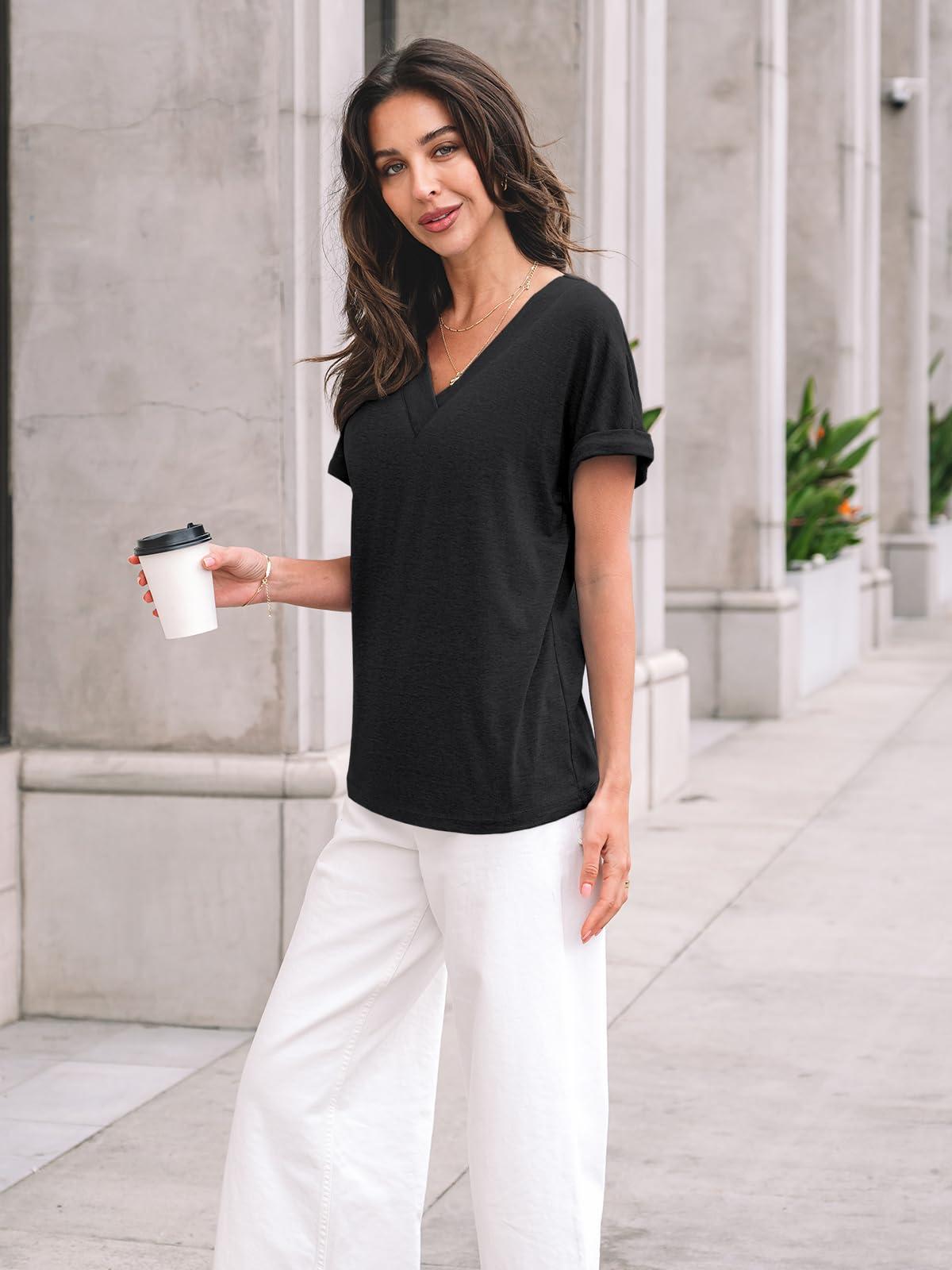 AUTOMET Womens Tops Short Sleeve T Shirt Summer V Neck Casual Top 2025 Spring Cute Basic Trendy Outfits Fashion - Image 3