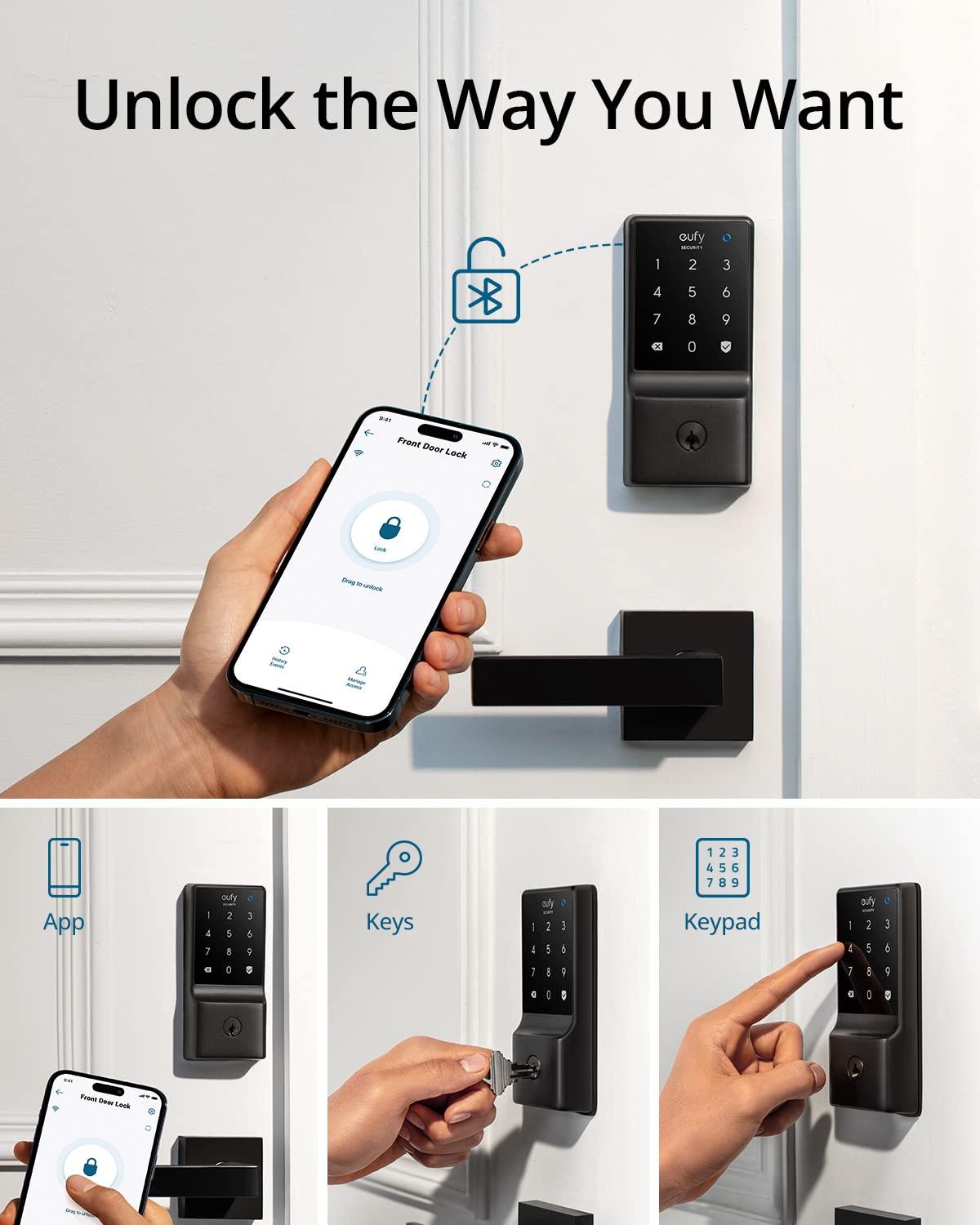 eufy Security Smart Lock C210, Keyless Entry Door Lock, Built-in WiFi Deadbolt, Smart Door Lock, No Bridge Required, Easy Installation, Touchscreen Keypad, App Remote Control, 4 AA Batteries Included - Image 4