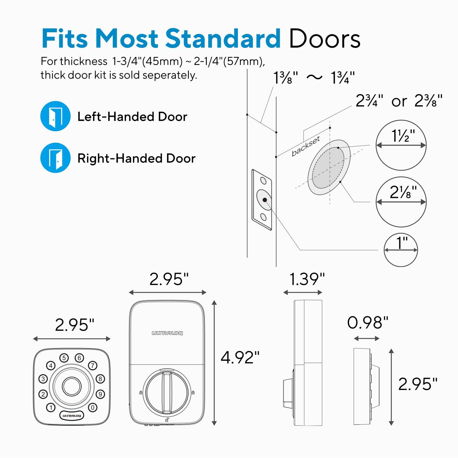 ULTRALOQ Smart Lock U-Bolt Pro, 7-in-1 Fingerprint Keyless Entry Door Lock with App Control, Anti-peep Keypad, Auto Lock, Smart Deadbolt Front Door, IP65 Waterproof, Easy Installation, 1 Year Battery - Image 2