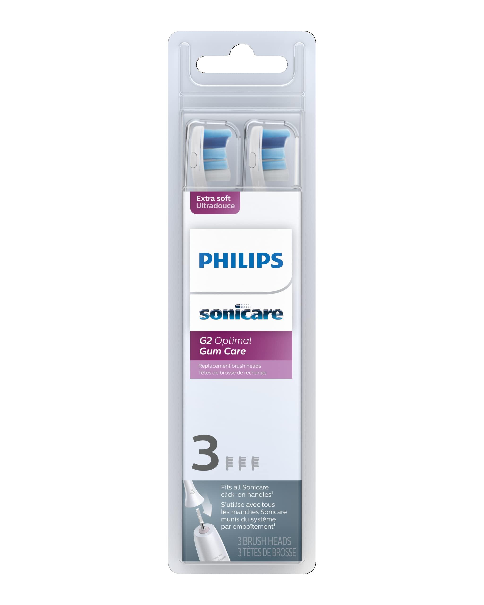 Philips Sonicare G2 Optimal Gum Care Brush Heads, Genuine Replacement Toothbrush Heads, White, 3 Pack, HX9033/65 - Image 3
