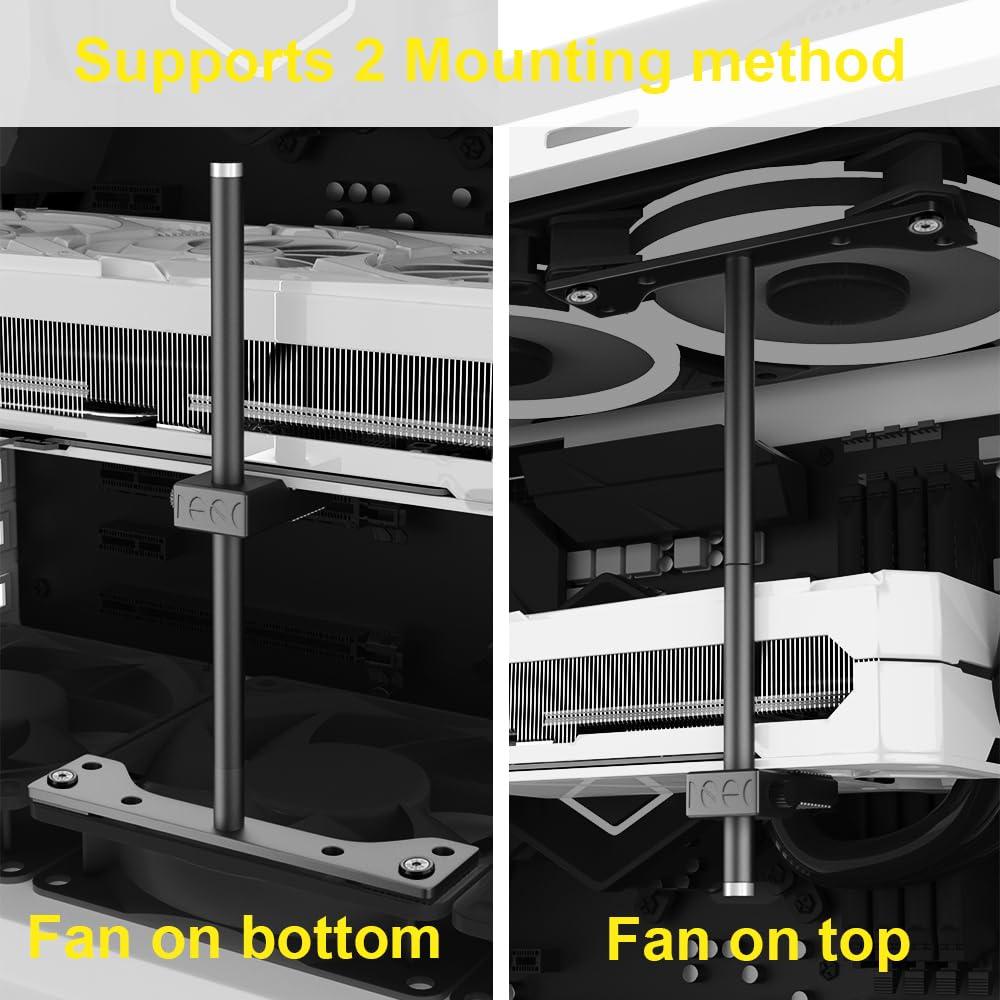 GPU Support Bracket, GPU Holder Stand, Adjustable GPU Sag Bracket Graphics Card Support for 12cm Fan Mount CNC Aluminum (0.63-6.3inch) - Image 2