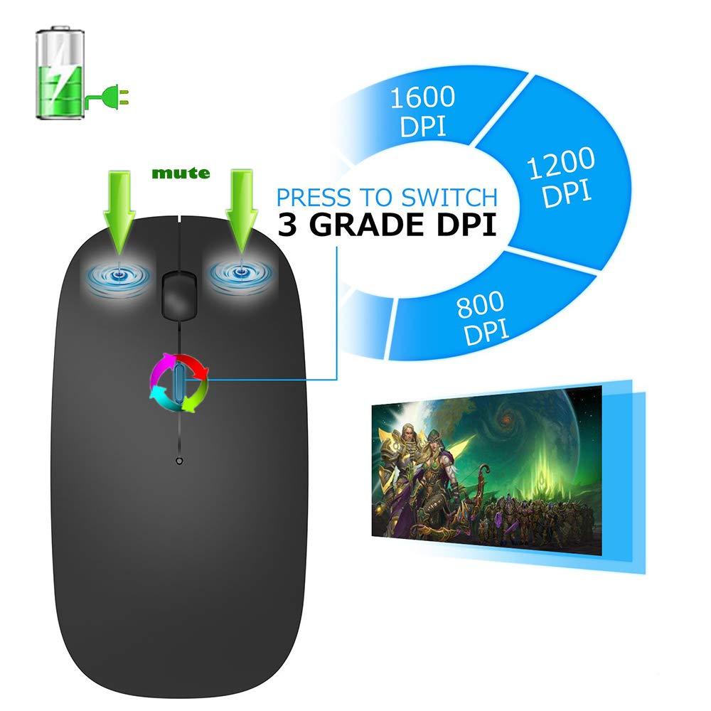 KLO Rechargeable Bluetooth 5.2/3.0/Type-C/USB-2.4G Mouse for MacBook/MacBook air/Pro/iPad, Wireless Mouse for Laptop/Notebook/pc/iPad/Chromebook (Black) - Image 2