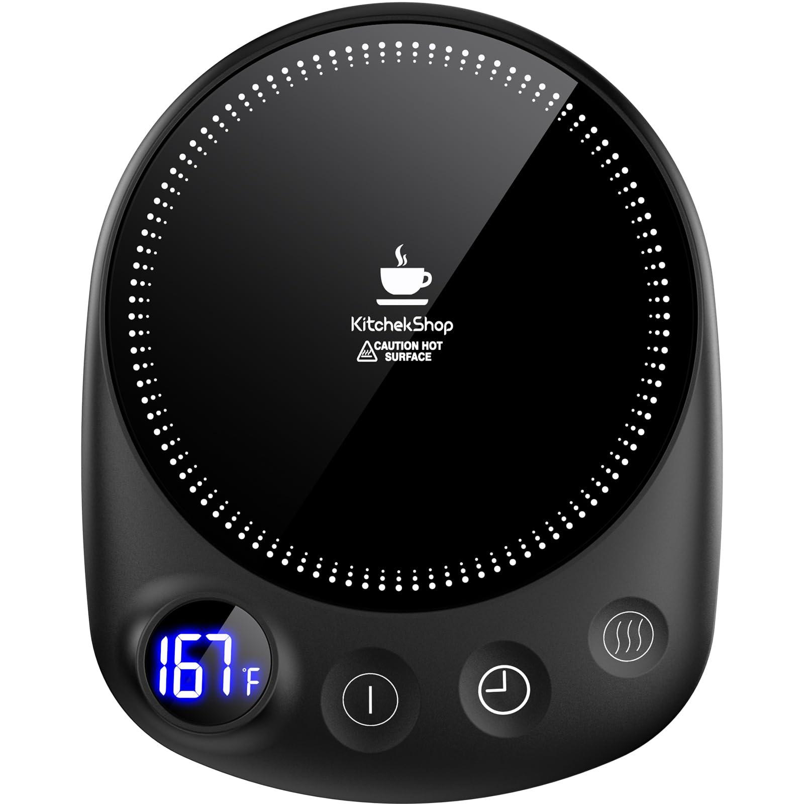 KitchekShop Coffee Mug Warmer - Fastest Heating & Highest Temperature, Coffee Cup Warmer for Desk Auto Shut Off, 4 Temp Settings & 1-12H Timer, Smart Electric Beverage Warmer for Coffee, Tea (Black) - Image 1