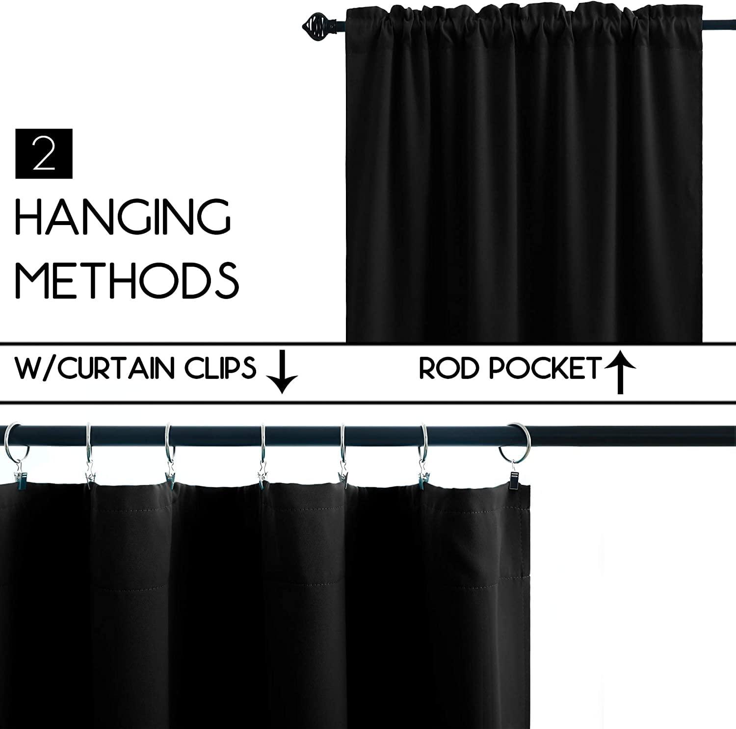 Pickluc 24 Inch Long Tier Curtains for Small Window Treatment, Short Blackout Curtain with Rod Pocket - Half Window Curtains for Kitchen, Cabinet, Basement, Camper, 2 Panels, Black, 30 Inches Wide - Image 4
