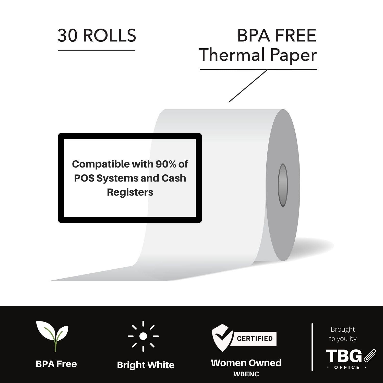 3 1/8” x 230' Thermal Paper Rolls - BPA FREE – MADE IN USA - Receipt paper rolls – Point of Sale Cash Register - Thermal printer paper - Credit Card Paper - for POS systems (1 Case - 30 Rolls) - Image 9