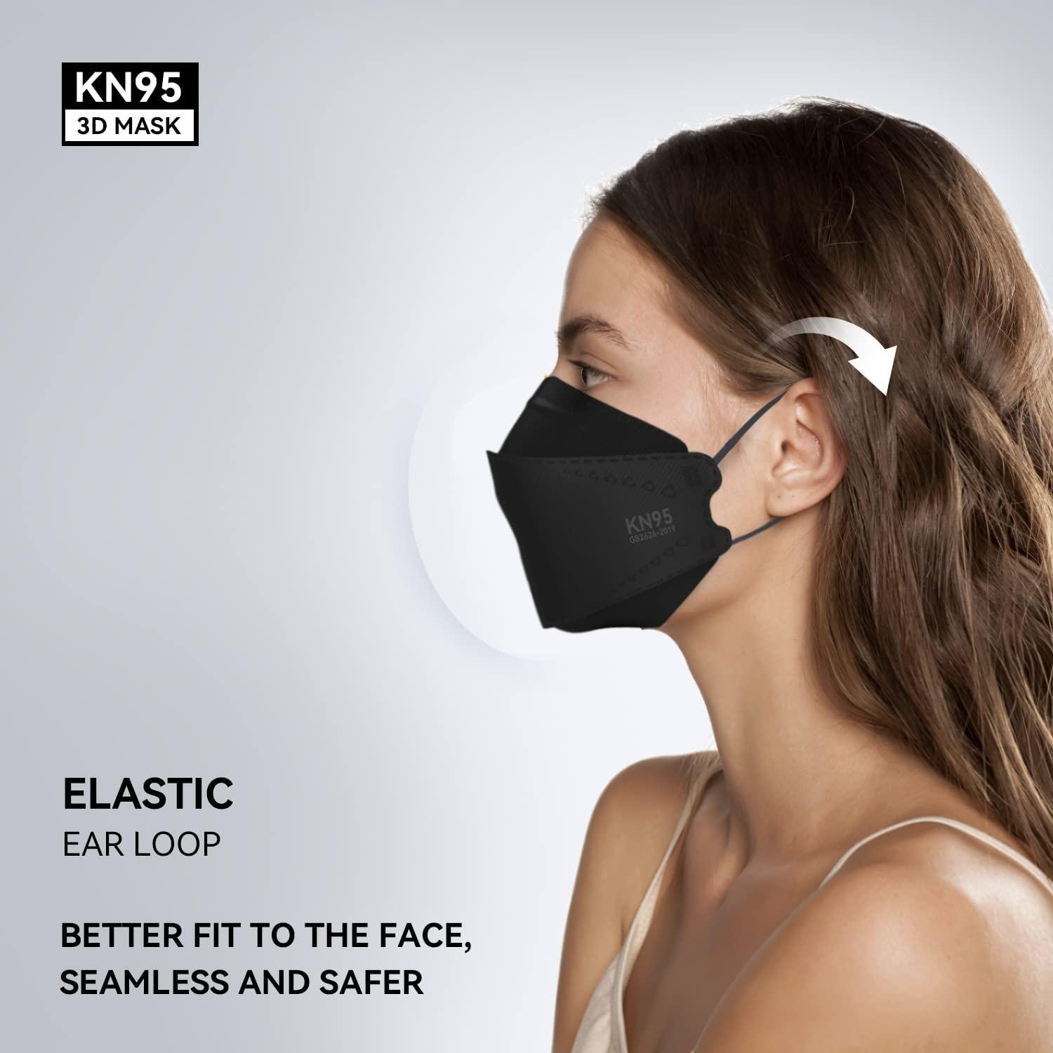 Keangs KN95 Face Masks 100 Pack, Breathable Protective Disposable Mask For for Adults And Teens, Black - Image 5