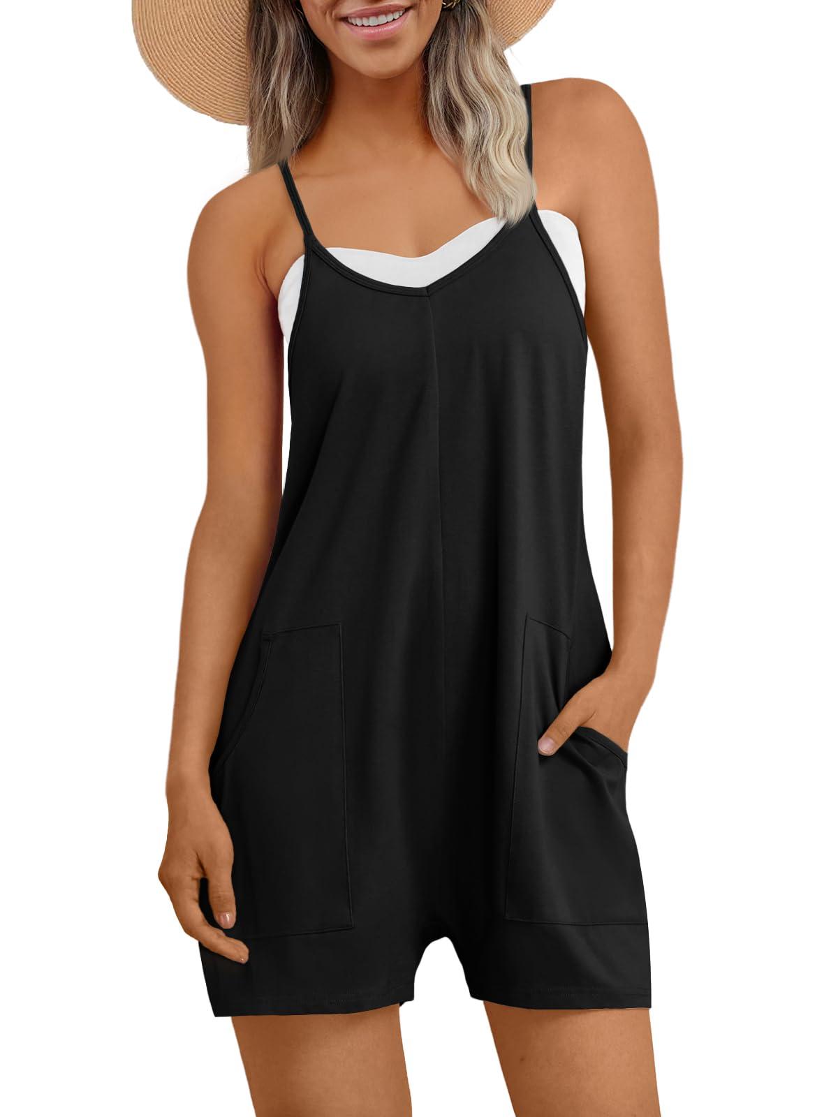 AUTOMET Womens Rompers Jumpsuits Summer Vacation Beach Outfits 2025 Shorts Overalls Jumpers Loose Casual Soft Fashion Clothes
