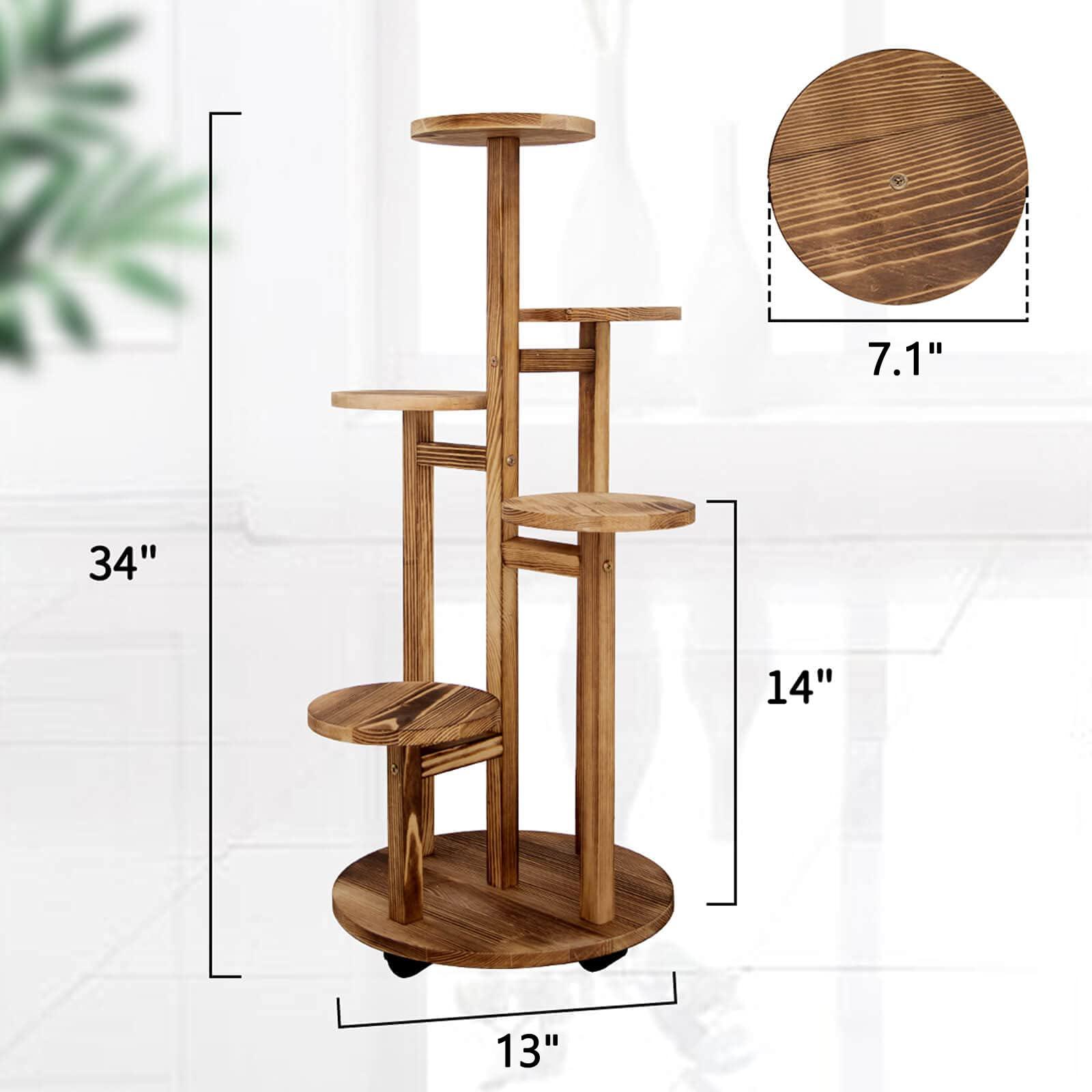 GEEBOBO 5 Tiered Tall Plant Stand for Indoor, Wood Plant Shelf Corner Display Rack, Multi-tier Planter Pot Holder Flower Stand for Living Room Balcony Garden Patio (Walnut) - Image 3