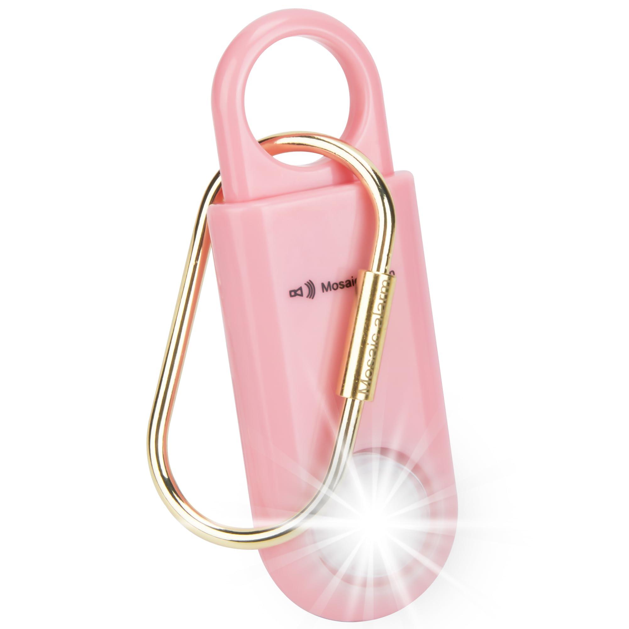 130dB Keychain Siren Strobe Light. Loud Sound Personal Safety Alarm with Carabiner. SOS Emergency Alerts for Women, Girls, School Children, Night Runners, Hiking. Bear Alarm Deterrent.Pink