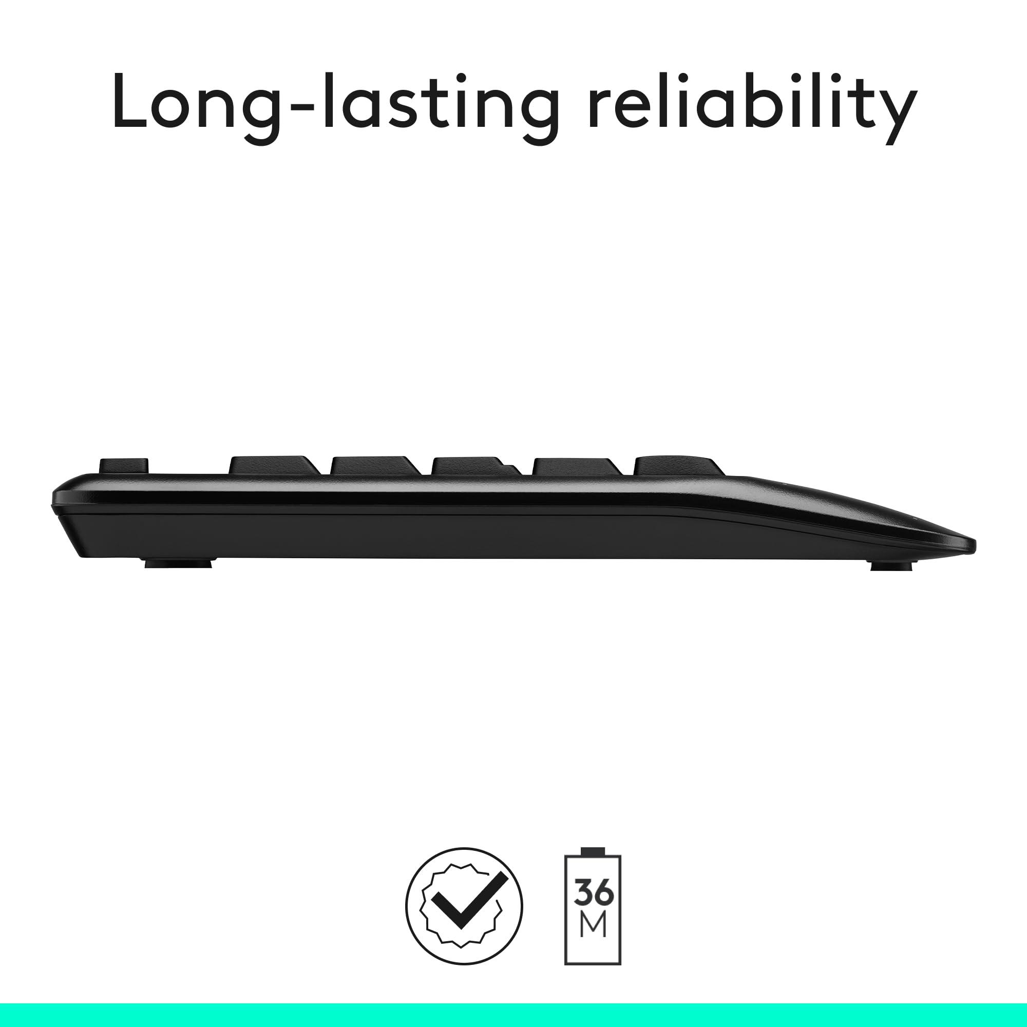 Logitech MK345 Wireless Keyboard and Mouse Combo with Palm Rest, 2.4 GHz USB Receiver, Compatible with PC, Laptop, Black - Image 6