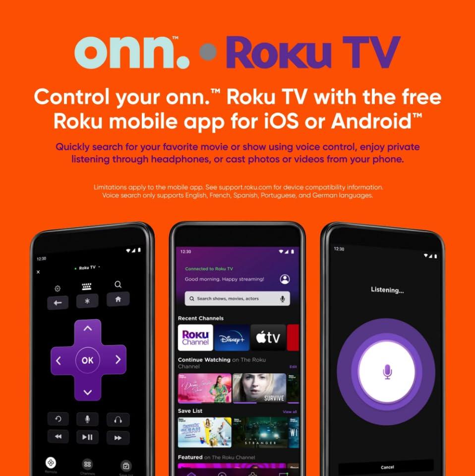 ONN 32-inch LED Roku Smart TV Flat Screen TV, Wi-Fi Connectivity, Mobile App, Compatible with Apple Home Kit, Alexa and Google Assistant, Free Wall Mount, Renewed - Image 6