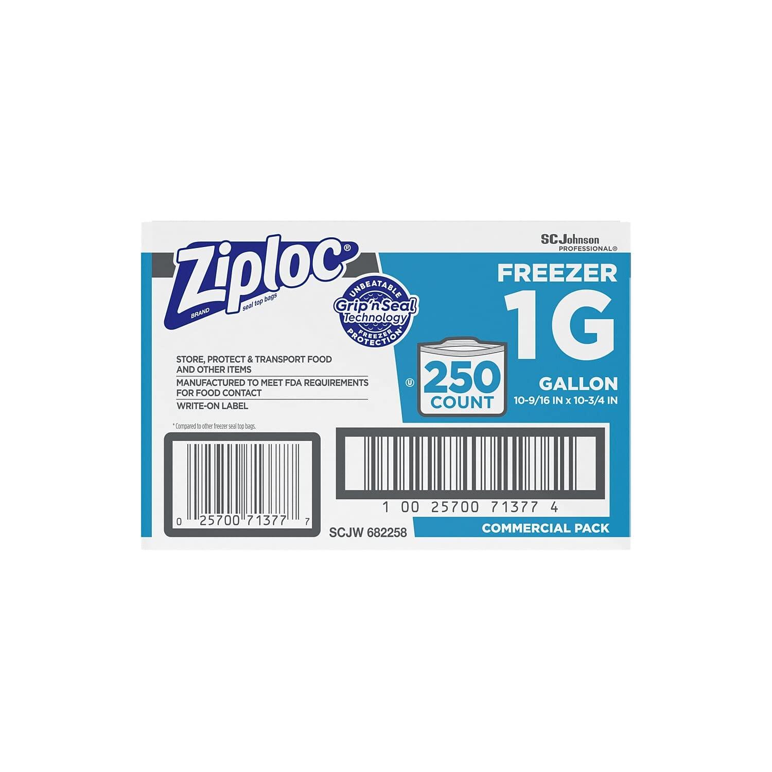 Ziploc 682258 Double-Zipper Freezer Bags, 1gal, 2.7mil, Clear w/Label Panel, 250/Carton - Image 3