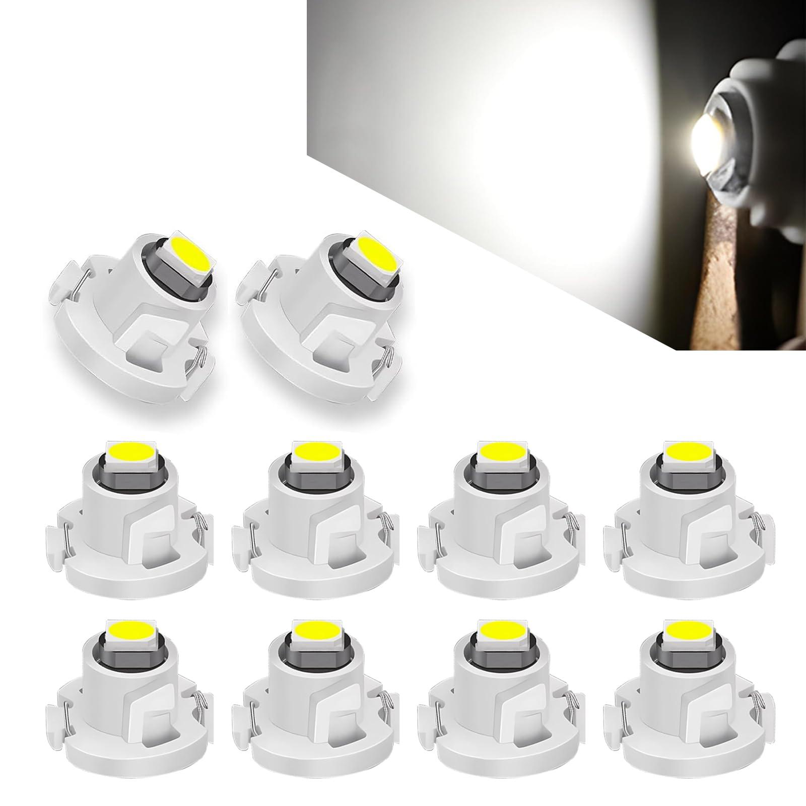 FISTANA 10 PCS Car T4.2 Instrument Desk Lamp, 12V IP65 Waterproof 3030 Chip LED Super Bright A/C Indicator Light, 50000H Long-life Dashboard Light, Universal for Most Cars (White)