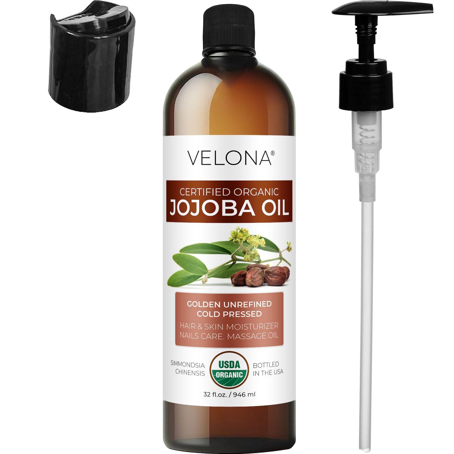 velona Jojoba Oil USDA Certified Organic - 32 Fl Oz (With Pump) | 100% Pure and Natural Carrier Oil| Golden, Unrefined, Cold Pressed, Hexane Free - Image 5