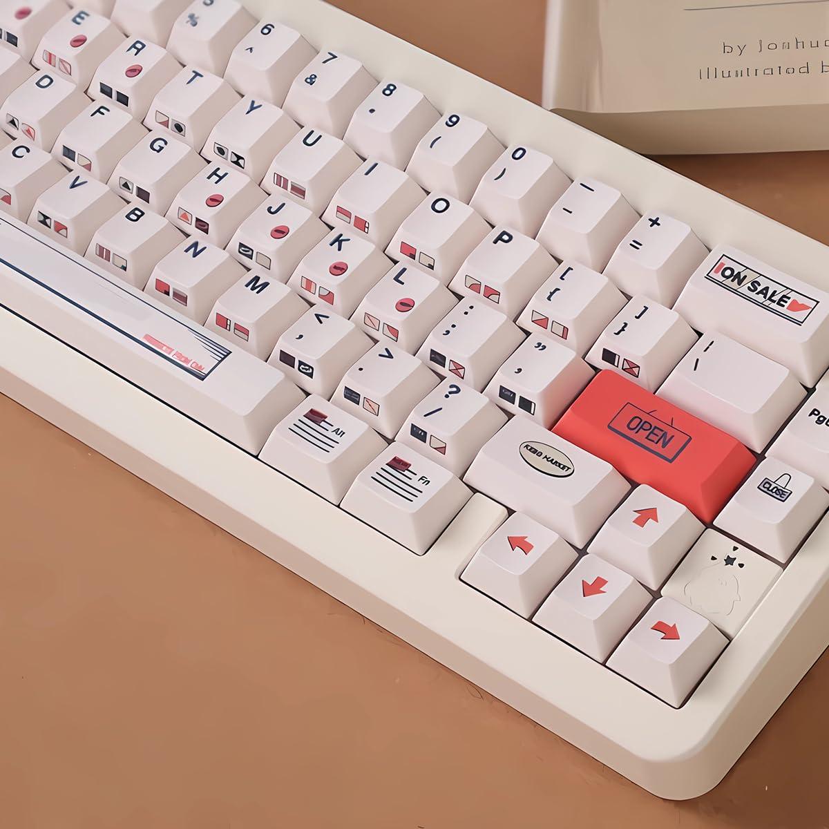 Sumgsn 152 Keys White PBT Keycap, Cherry Profile Keycaps, Cute Keycaps, Custom Keycap Set for Mechanical Keyboard 60% 75% 100% - Image 6