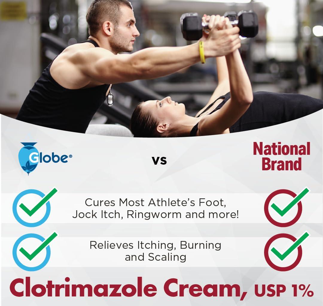 (5 pack) Globe Clotrimazole Antifungal Cream 1% (1 oz) Relieves the itching, burning, cracking and scaling associated with fungal infections | Compare to the Name Brand Active Ingredient - Image 5