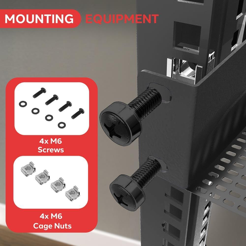 Pyle 2-Pc 1U Server Rack Shelf, Vented Shelves for Good Air Circulation, Cantilever Mount, Wall Mount Rack, Universal Device, Cabinet Shelf, Computer Case Mounting Tray, Black-Pyle PLRSTN14UX2 - Image 4