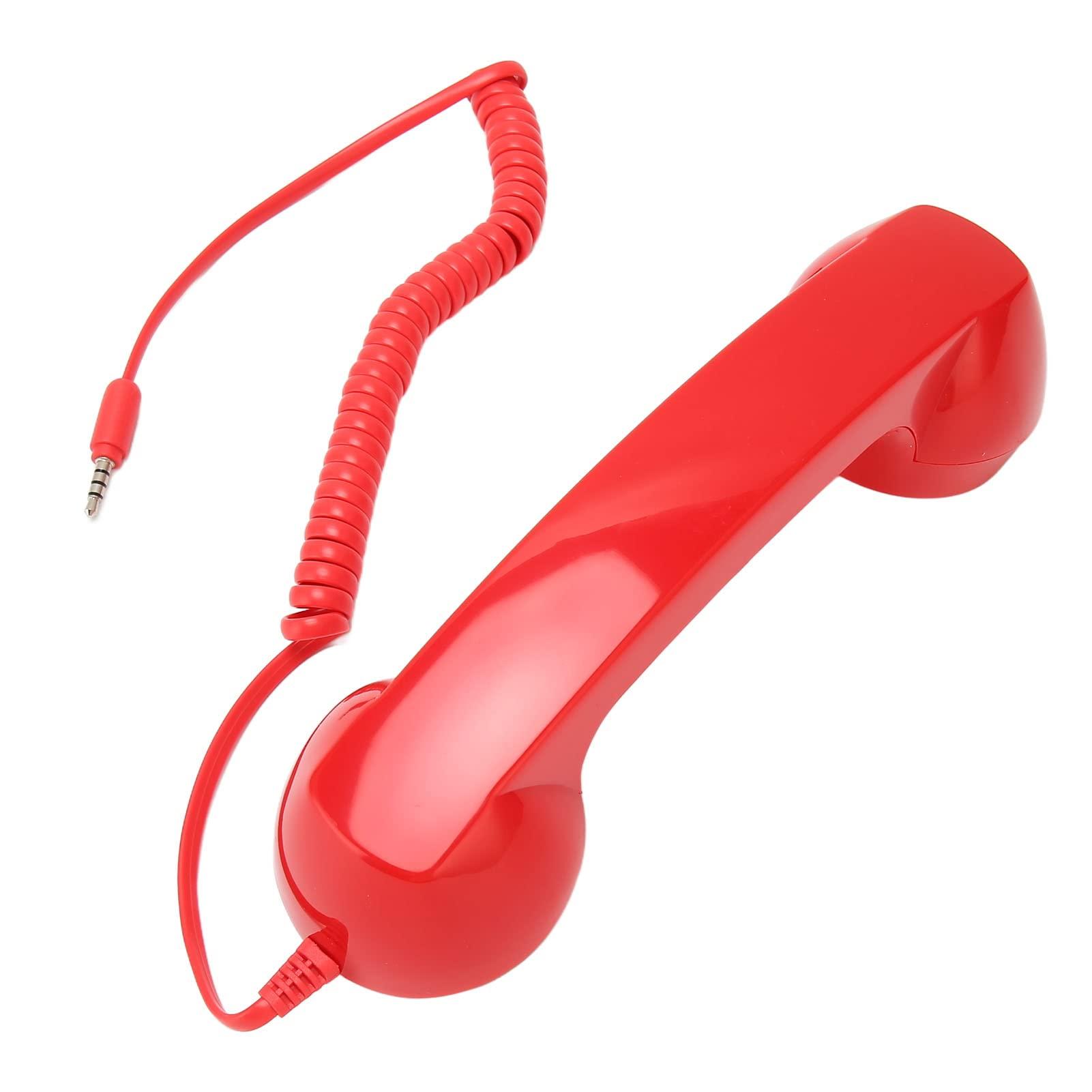3.5mm Retro Phone Handset, Vintage Retro Telephone Handset, ABS Cell Phone Handset Receiver, for Cell Phones with 3.5mm Port (Red)
