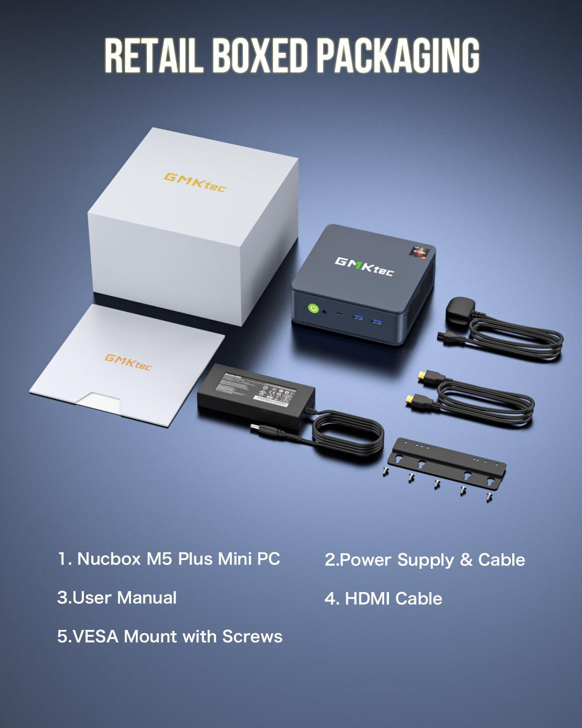 GMKtec M5 Plus Gaming Mini PC Ryzen 7 5825U (Upgraded 7430U/ 5700U), 32GB RAM 1TB SSD Dual NIC LAN 2.5GbE Desktop Computers, Triple 4K Display, WiFi 6E, USB3.2, USB-C, BT 5.2, DP, HDMI 2.0 - Image 8