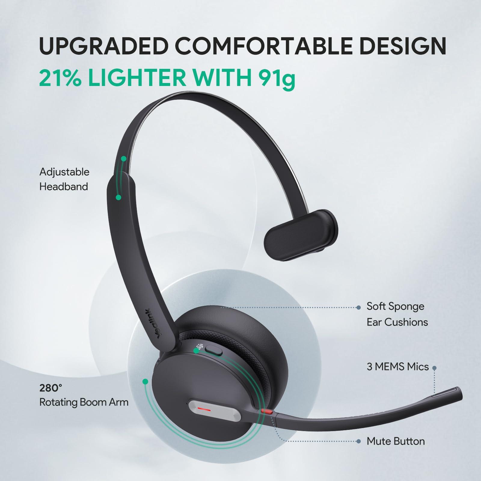 Yealink BH70 Mono Wireless Bluetooth Headset with Microphone for Work, up to 35h Talking Battery Life, 3-Mic Noise Cancellation, 91g Lightweight Microsoft Teams Certified Work Headsets for PC - Image 7