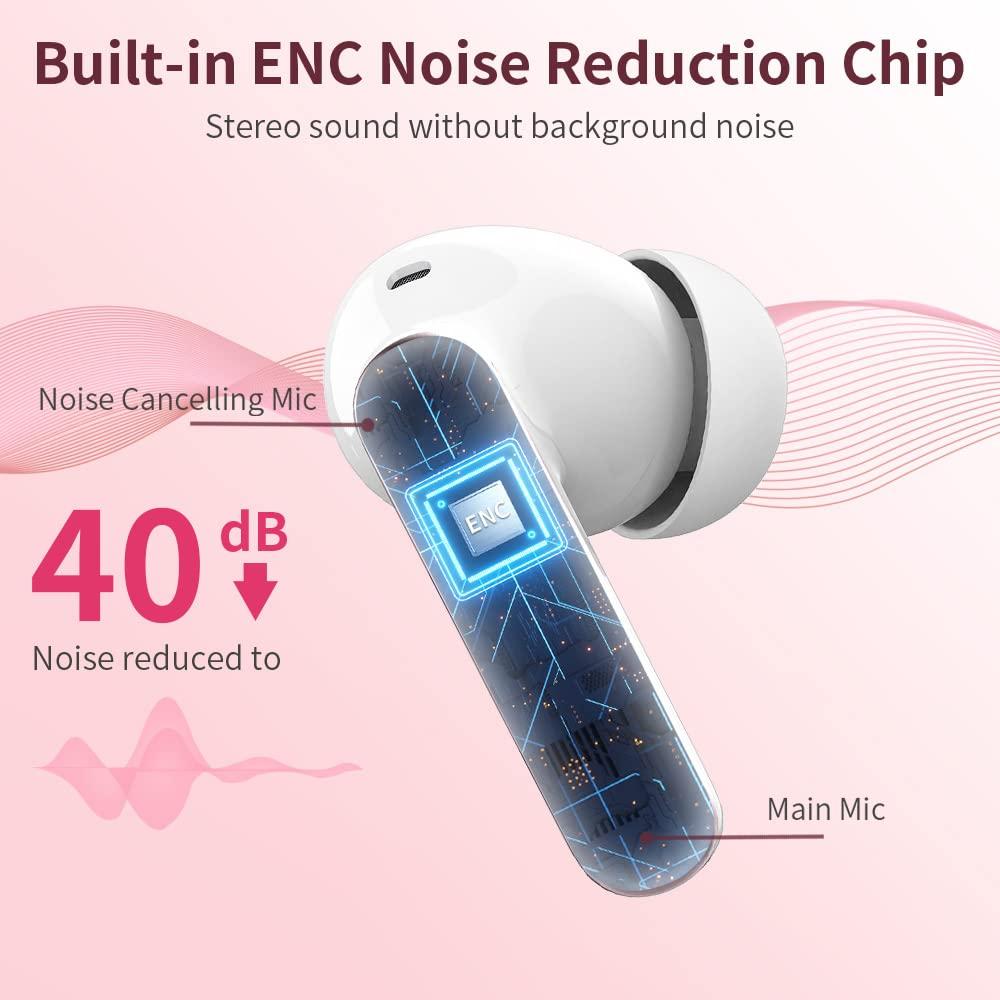 Wireless Earbuds Bluetooth 5.3 Headphones Bass Stereo Ear Buds with Noise Cancelling Mic LED Display in Ear Earphones IP7 Waterproof 36H Playtime for Laptop Pad Phones Sports Workout Rose Gold - Image 3