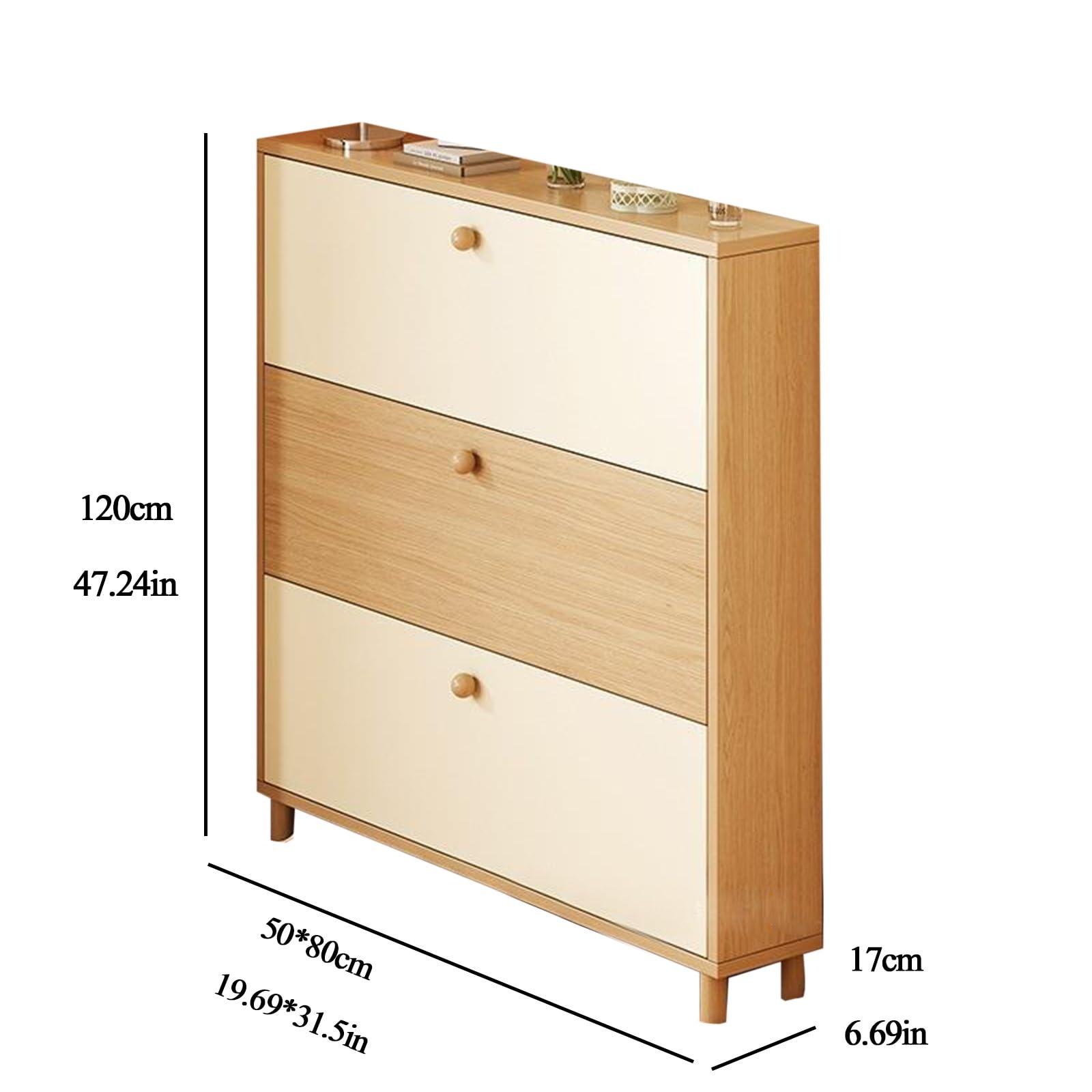 XCHEN Small Kitchen Cabinet，Kitchen Appliance Storage,Ultra-Thin flip-top Shoe Cabinet, Porch Cabinet, Simple Shoe Rack(80 * 17 * 118.5cm/31.5 * 6.69 * 46.65in) - Image 2