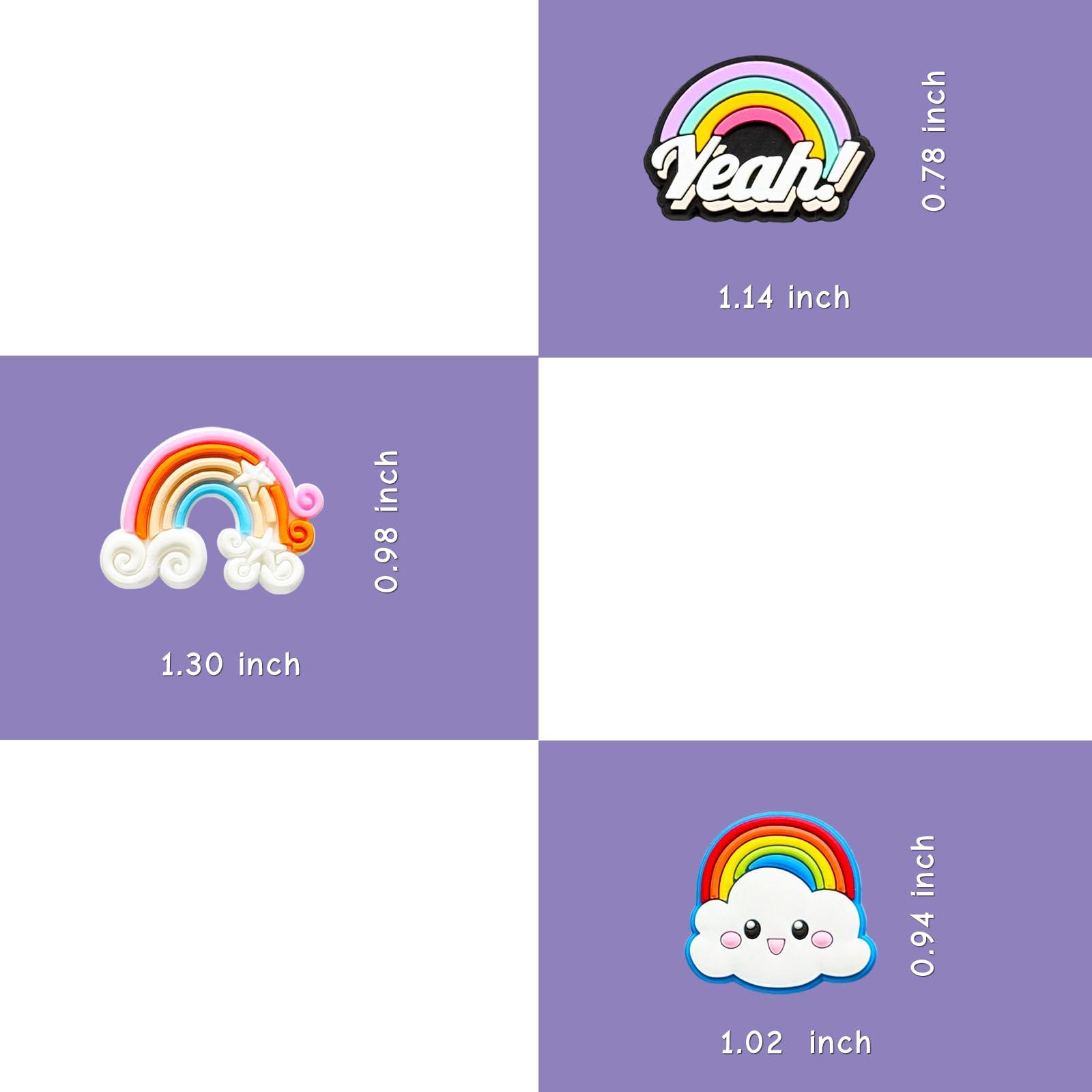 Wlyosvje 10Pcs Rainbows Shoe Charms for Clog Sandals, Cute Rainbows Shoes Decoration Charms for Teen Adults - Image 2
