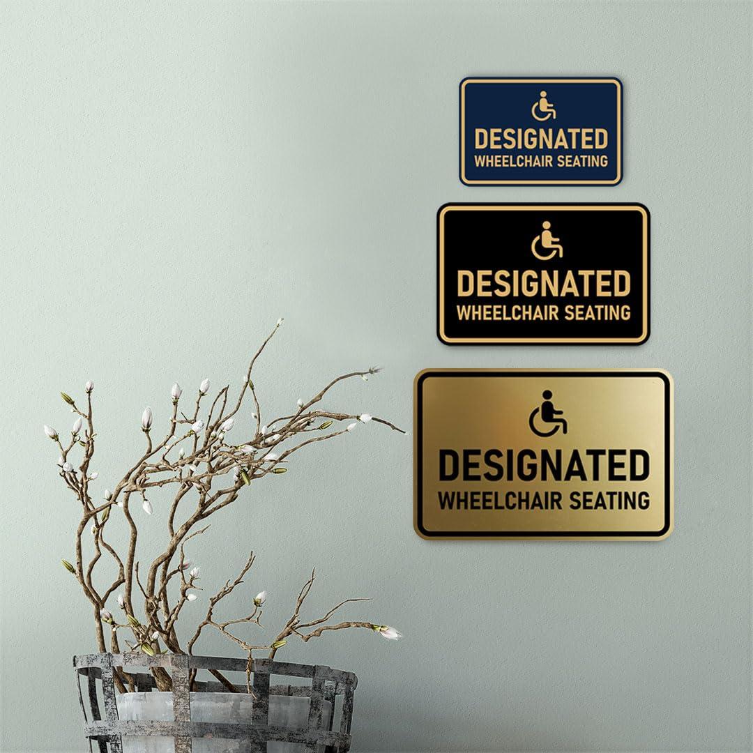Signs ByLITA Classic Framed Designated Wheelchair Seating Sign (Brushed Gold) - Small - Image 5