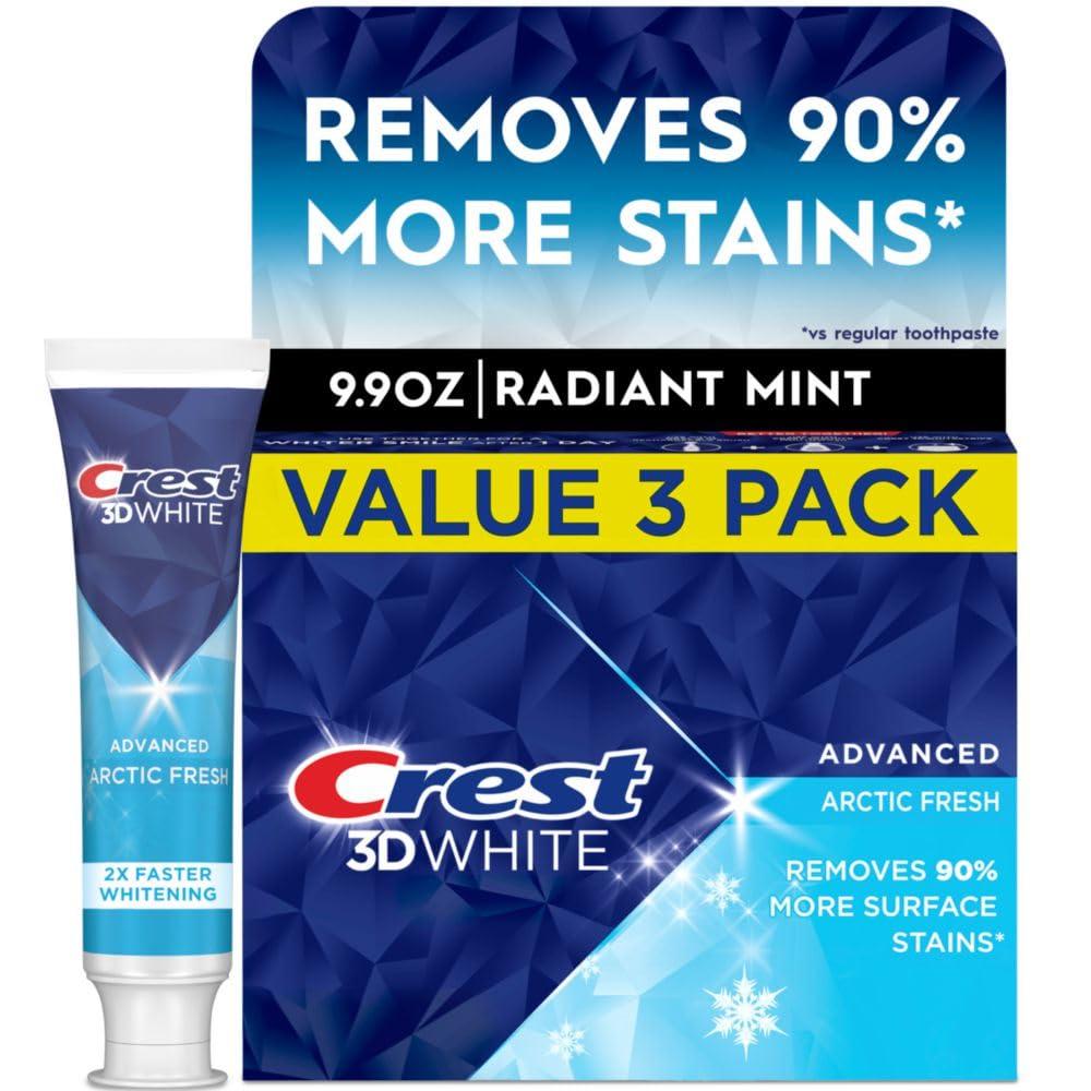 Crest 3D White Advanced Teeth Whitening Toothpaste, Arctic Fresh, 3.3 oz, Pack of 3 - Image 7