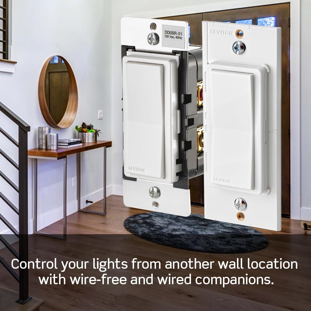 Leviton Decora Smart Switch, Wi-Fi 2nd Gen, Neutral Wire Required, Works with Matter, My Leviton, Alexa, Google Assistant, Apple Home/Siri & Wired or Wire-Free 3-Way, D215S-2RW, White - Image 6