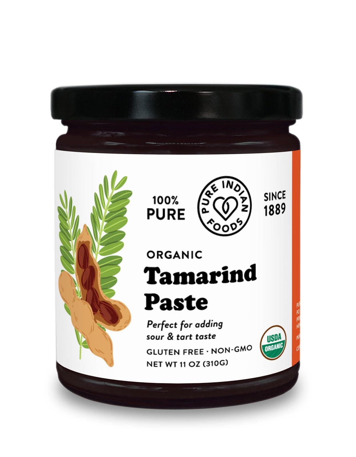 Pure Organic Tamarind Paste Concentrate - Sweet and Sour Sauce for Indian Chutney and Thai curry, Gluten Free, No Sugar Added, Glass Jar (1 PACK)