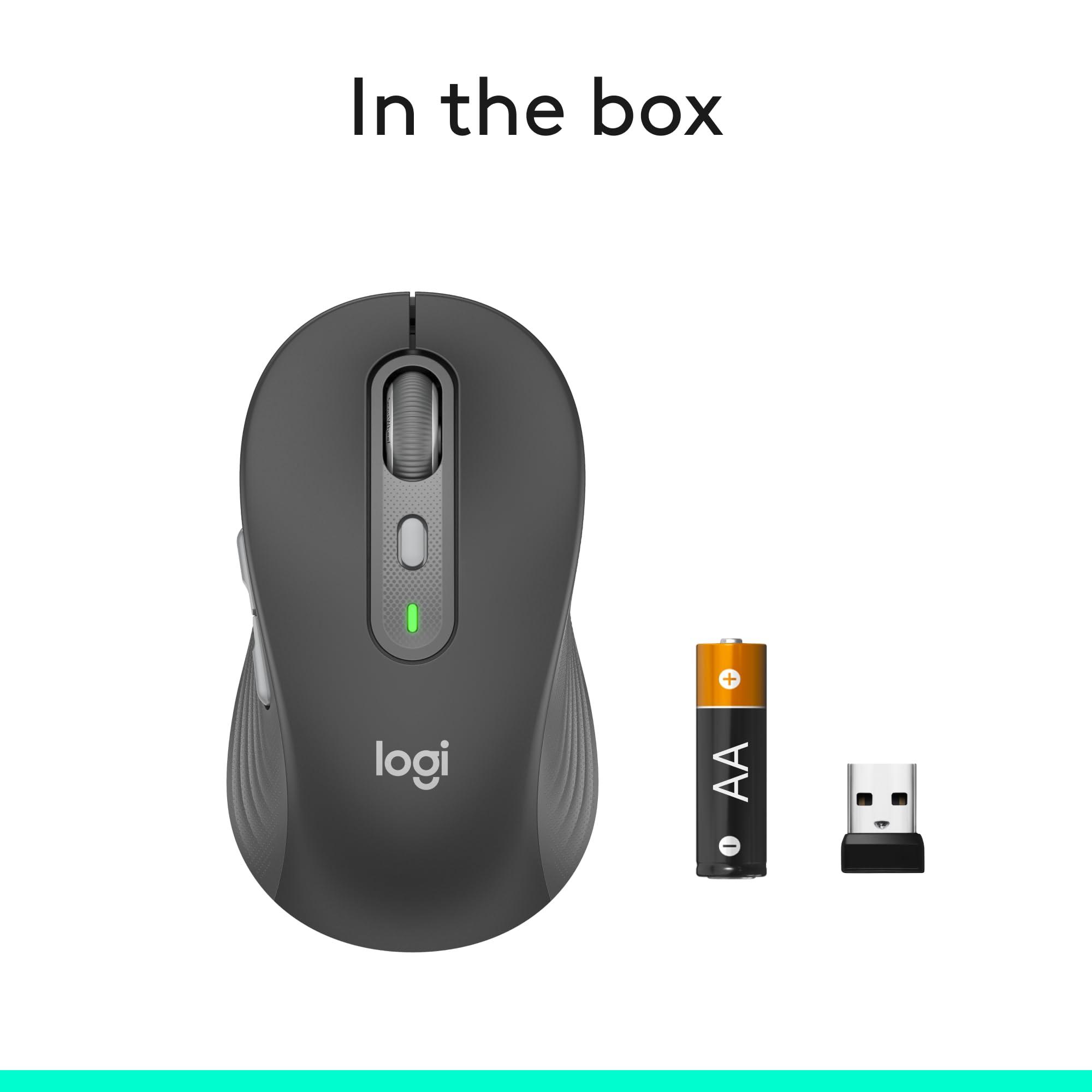 Logitech Signature Plus M750 L Wireless Mouse - for Large Hands, SmartWheel, Bluetooth, Multi Device, 24-Month Battery, Silent Clicks, Customizable Side Buttons, Contoured Shape - Graphite - Image 10
