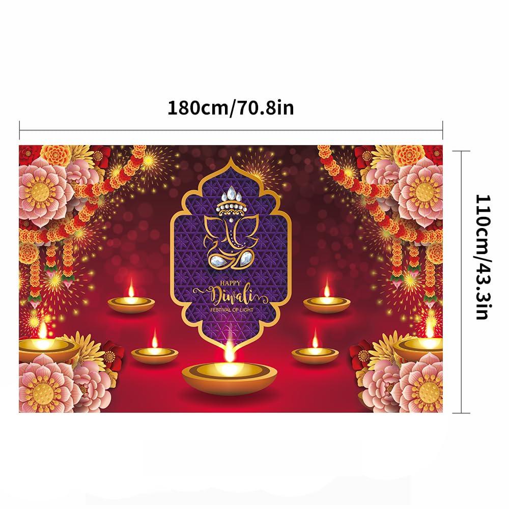 KYMY Happy Diwali Backdrop - 70.8x43.3in India Festival of Lights Banner for Party Decoration - Image 4