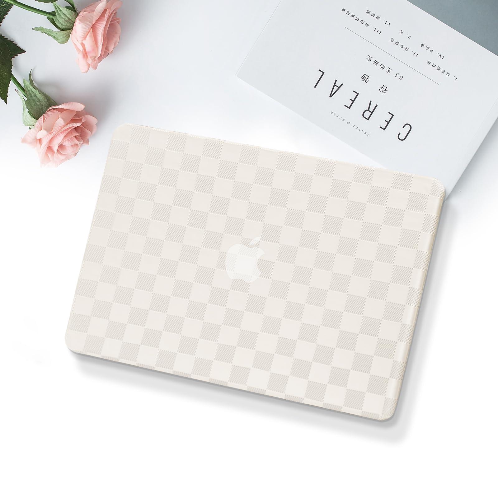 MOSISO Compatible with MacBook Air 13.6 inch Case 2025 2024 2023 2022 M4 A3240 M3 A3113 M2 A2681, Checker Texture Grid PU Leather Coated Hard Shell&Keyboard Cover for MacBook Air 13 inch,Beige - Image 5