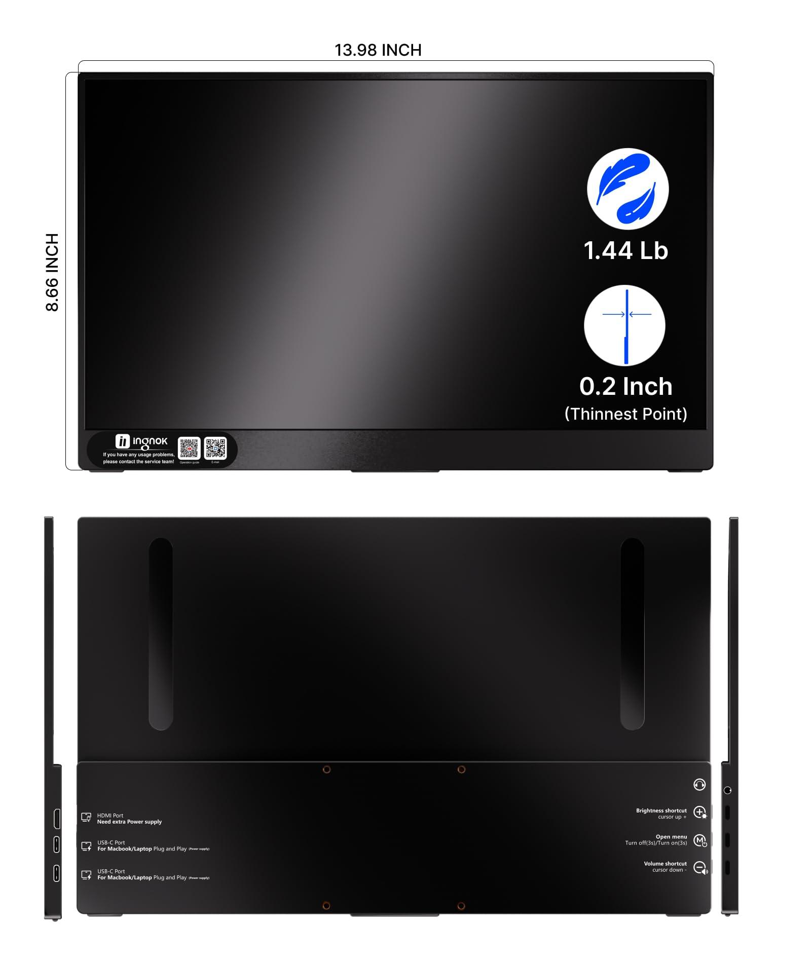 Ingnok Portable Monitor, Ultra Slim 15.6 Inch FHD IPS Laptop Screen Extender with Adjustable Stand, USB C Compatible, Ideal for Travel and Office - Image 8